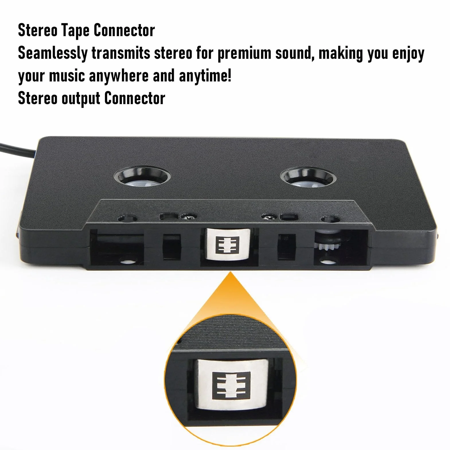 CCYLEZ Adapter do Kasety Samochodowej, Adapter Typu C do Taśmy Aux Samochodowego Zestawu Stereo, Kasety 3,5 Mm USB C Kabel w Nylonowym Oplocie, Pozłacane Złącze