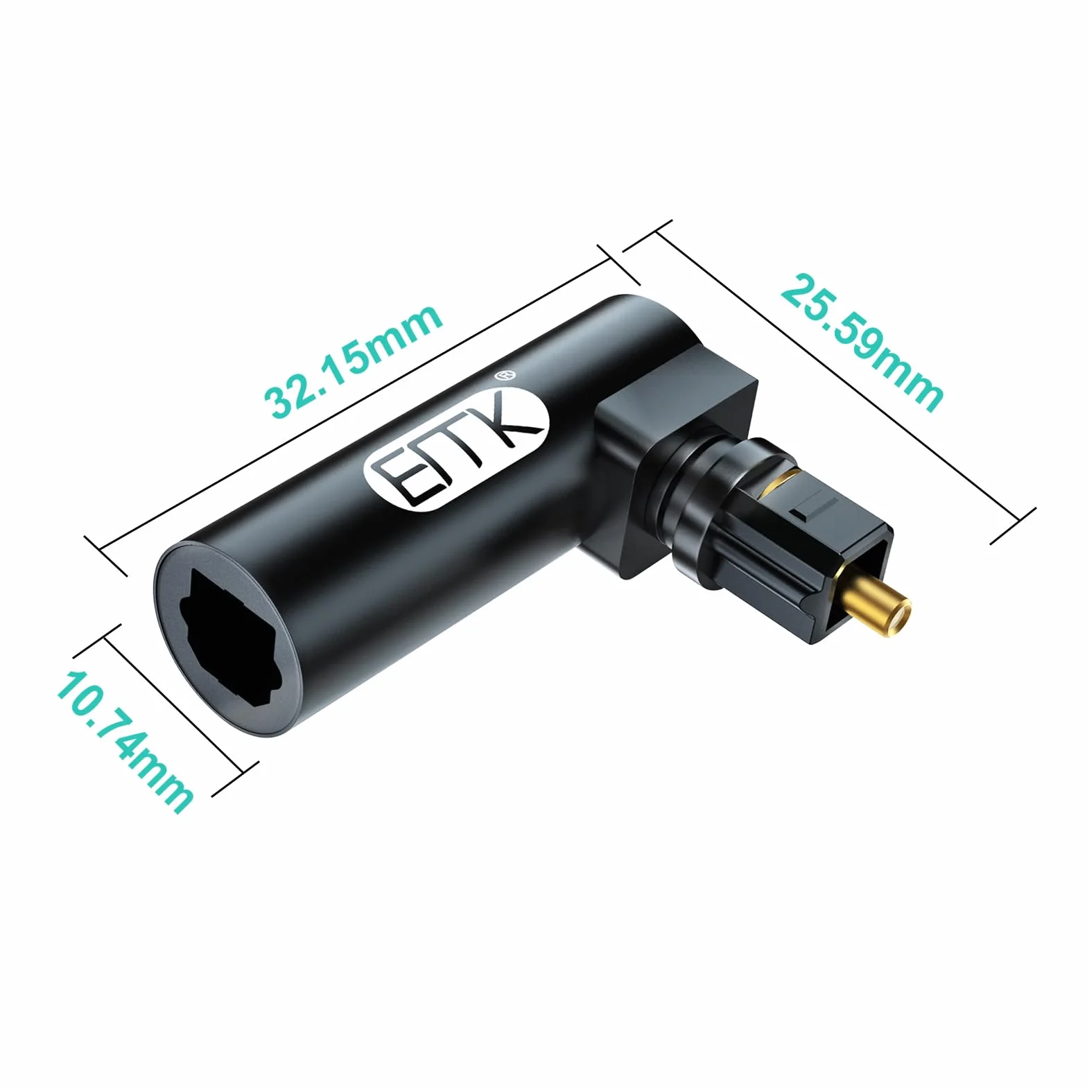 Adapter optyczny audio Toslink 90 stopni EMK 2 sztuki czarny