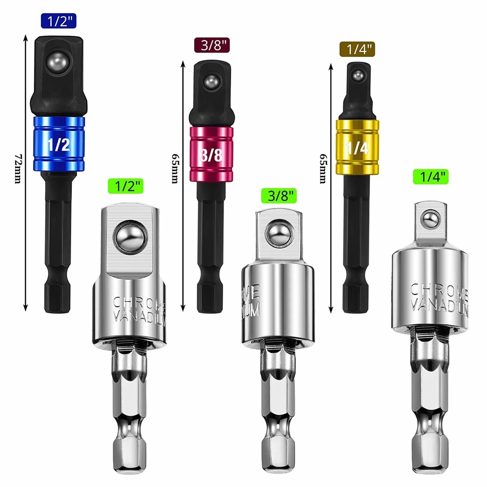 Adapter gniazdka sześciokrotnego, Zestaw adapterów do wiertarki, gniazd wiertarskich, bitów kątowych 105° i reduktorów(20pcs)