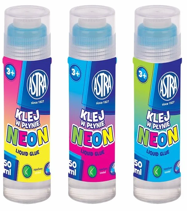 ASTRA, PVA, Płyn, Klej, Transparentny, Do Papieru, Zmywalny Wodą, Szybkoschnący, 50 ml, Opakowanie Plastikowe z Gumowym Aplikatorem, Wyprodukowano w Chinach