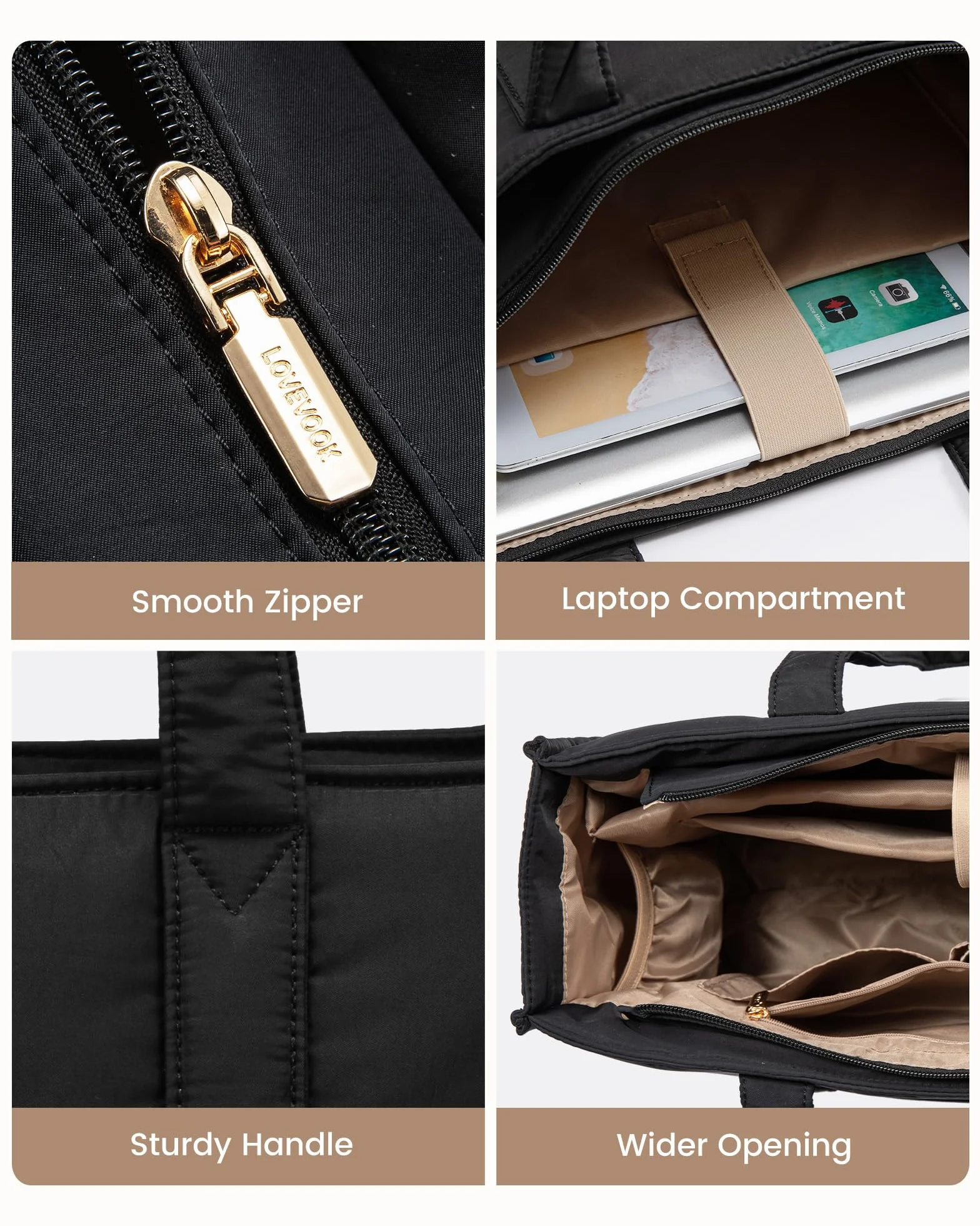 LOVEVOOK Damska torba na laptopa, torba na ramię do biznesu i na uczelnię
