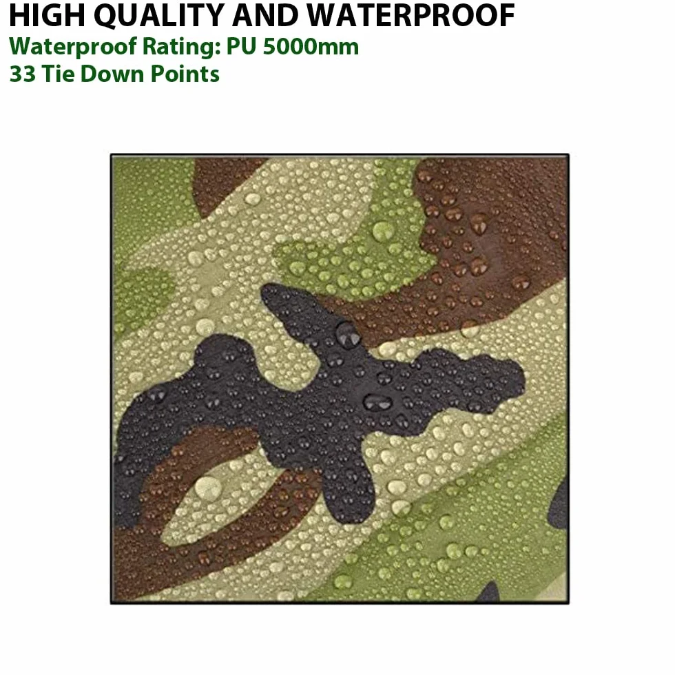 Gold Armour Rainfly Tarp do hamaka, wysokiej jakości osłona przeciwdeszczowa 4,5 m/ 3,5 m/ 3 m/ 2,5 m, wodoodporny, ultralekki sprzęt survivalowy i akcesoria do namiotu (moro, 3,5 × 3 m)