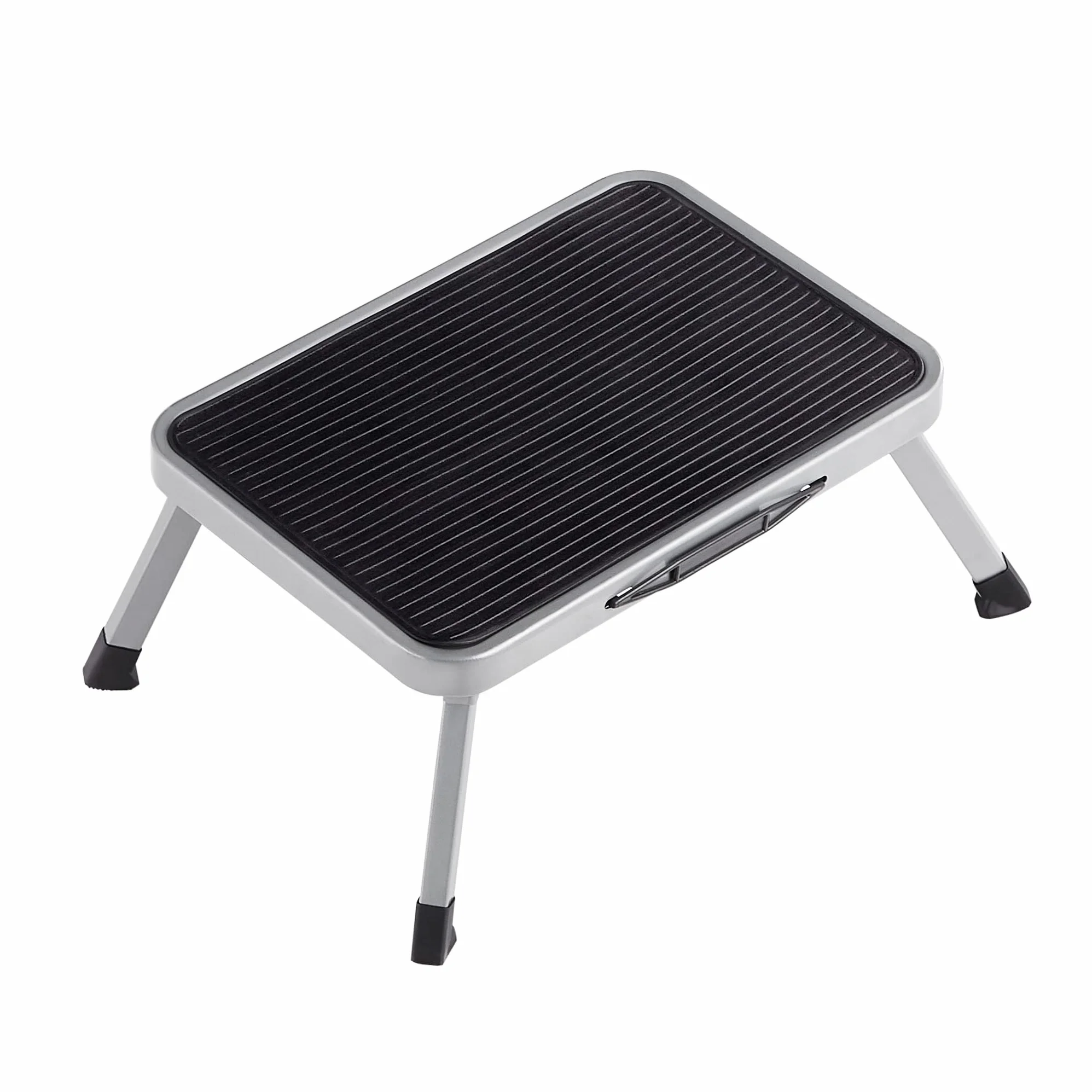 SONGMICS GSL001G01 drabinka ze stopniami, drabinka składana, stołek ze stali, stopnie antypoślizgowe, nośność 150 kg, wymiary po złożeniu 32 x 44 x 17,5 cm, kolor szary