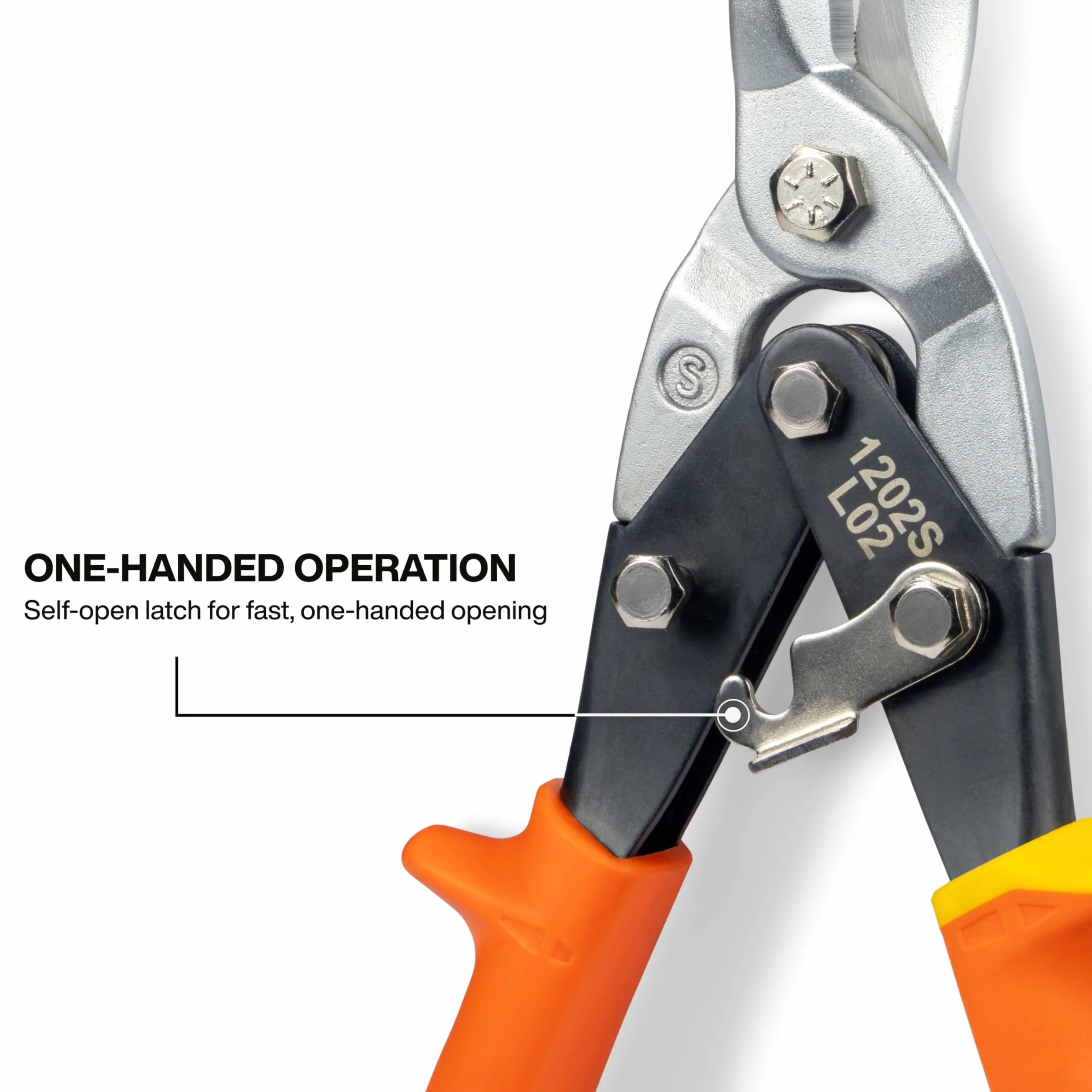 Klein Tools Nożyce do metalu 1202S, nożyce lotnicze z przecinakiem do drutu, proste cięcie, żółte
