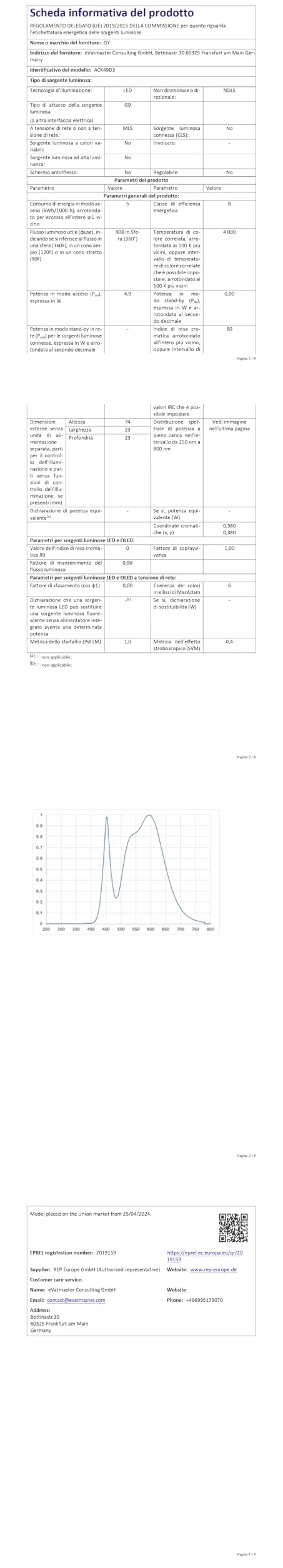 GY G9 Led ?arówka neutralna biel 4000K, 4,9 W 908 LM Odpowiednik 75 W, energooszcz?dna ?arówka LED G9 klasa B, 23 mm x 74 mm, 220-240 V, nie?ciemnialna, niemigocz?ca, zestaw 10 szt