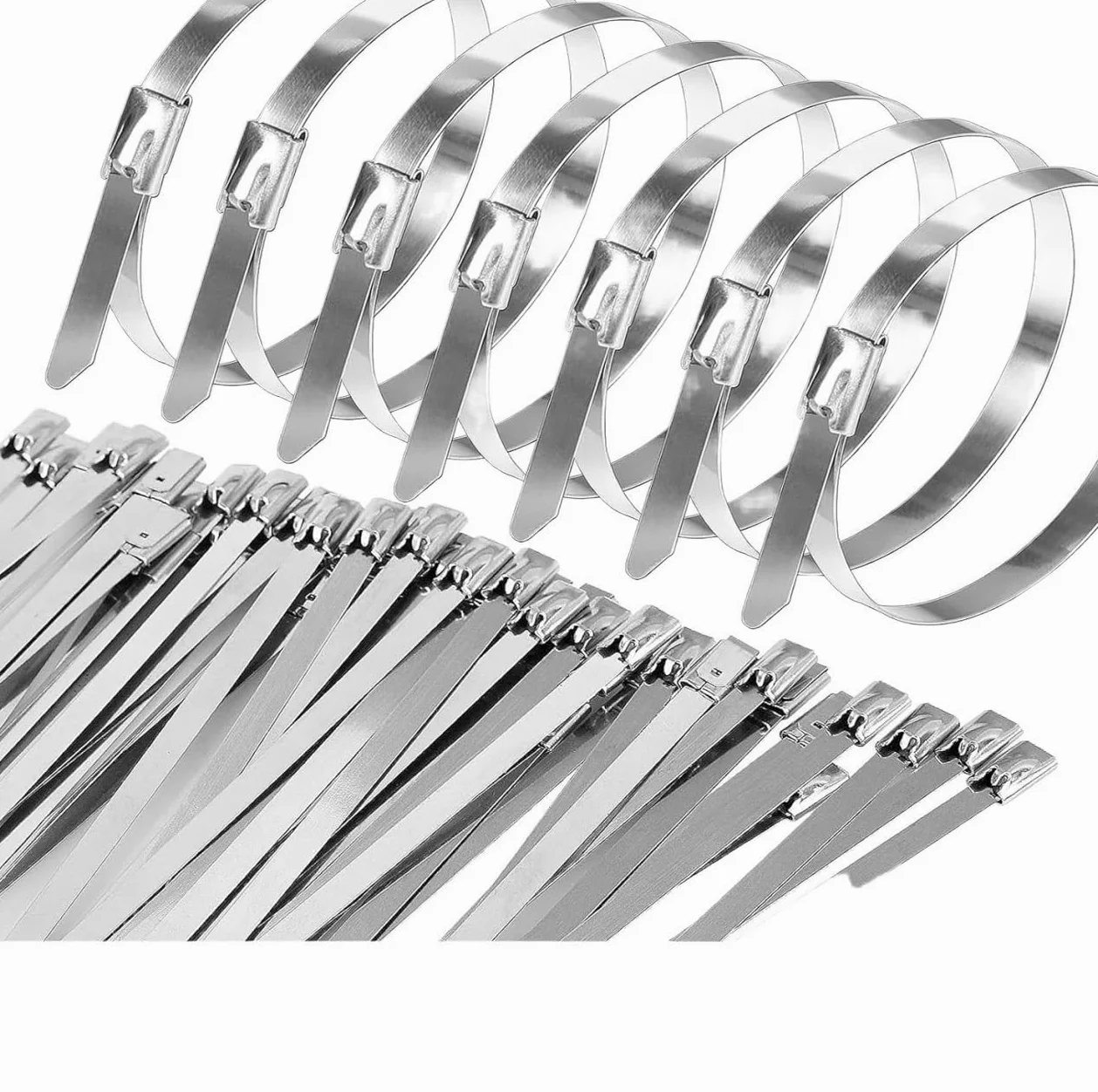opaski zaciskowe, Ca Metal Samoblokujący Wielokrotnego użytku Wytrzymały Organizer do opasek kablowych Wielofunkcyjny Stal nierdzewna Zapięcie na suwak 60 szt(100,4.6 * 150mm)