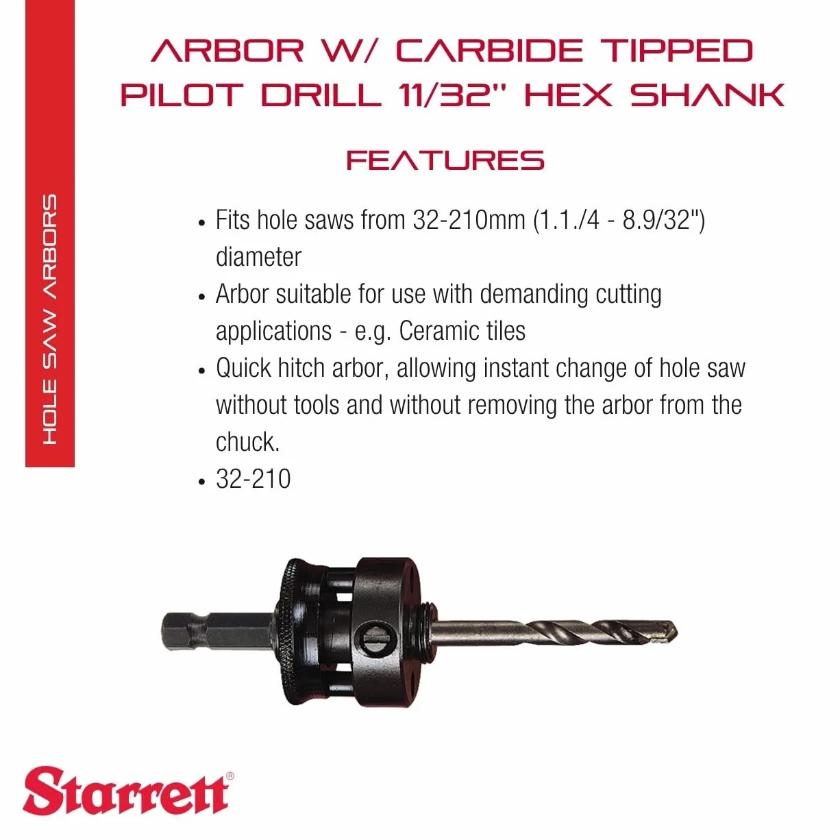 Starrett Mocowanie XA10 z wiertłami centrującymi z twardego metalu do 32-152 mm