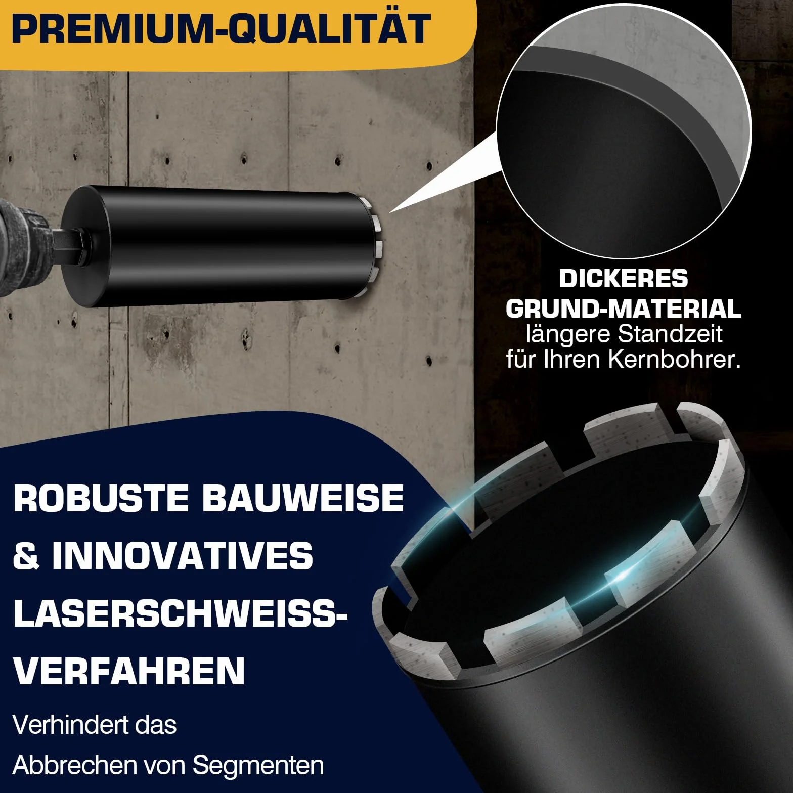 1¼" UNC diamentowa koronka wiertnicza 120 mm, z SDS Plus, diamentowa koronka wiertnicza do wiertarek rdzeniowych, L 460 mm, 10 mm Turbo rdzeniowa koronka wiertnicza, na mokro i na sucho do betonu