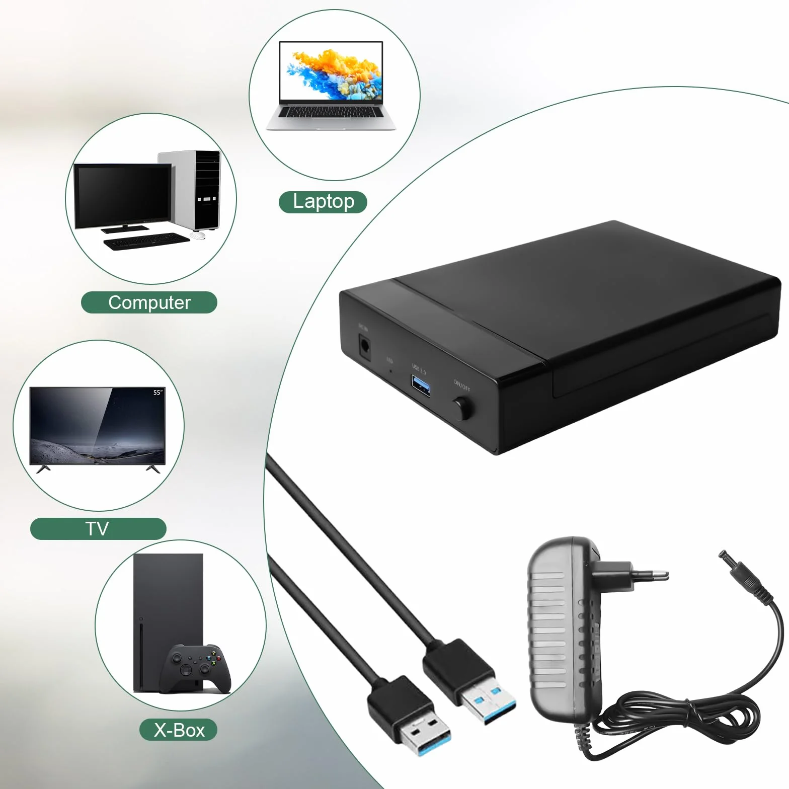Stacja dokująca do dysków twardych SATA HDD/SSD 2,5/3,5 cala USB 3.0 UASP 5 Gbps
