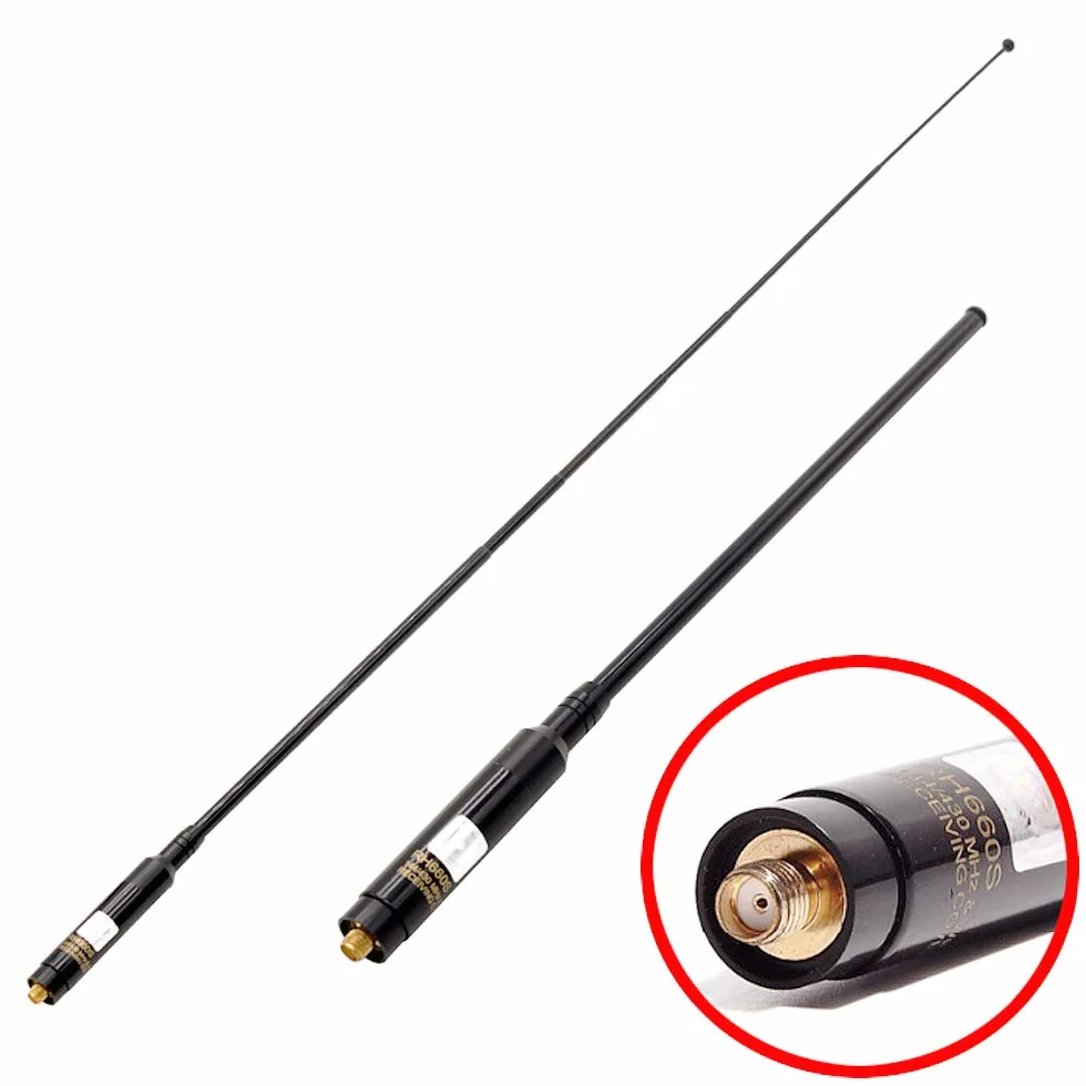 RH-660S antena SMA teleskopowa z mocowaniem żeńskim SMA-F 144 / 430MHz dwupasmowa do radiostacji Kenwood Baofeng Puxing Walkie Talkie