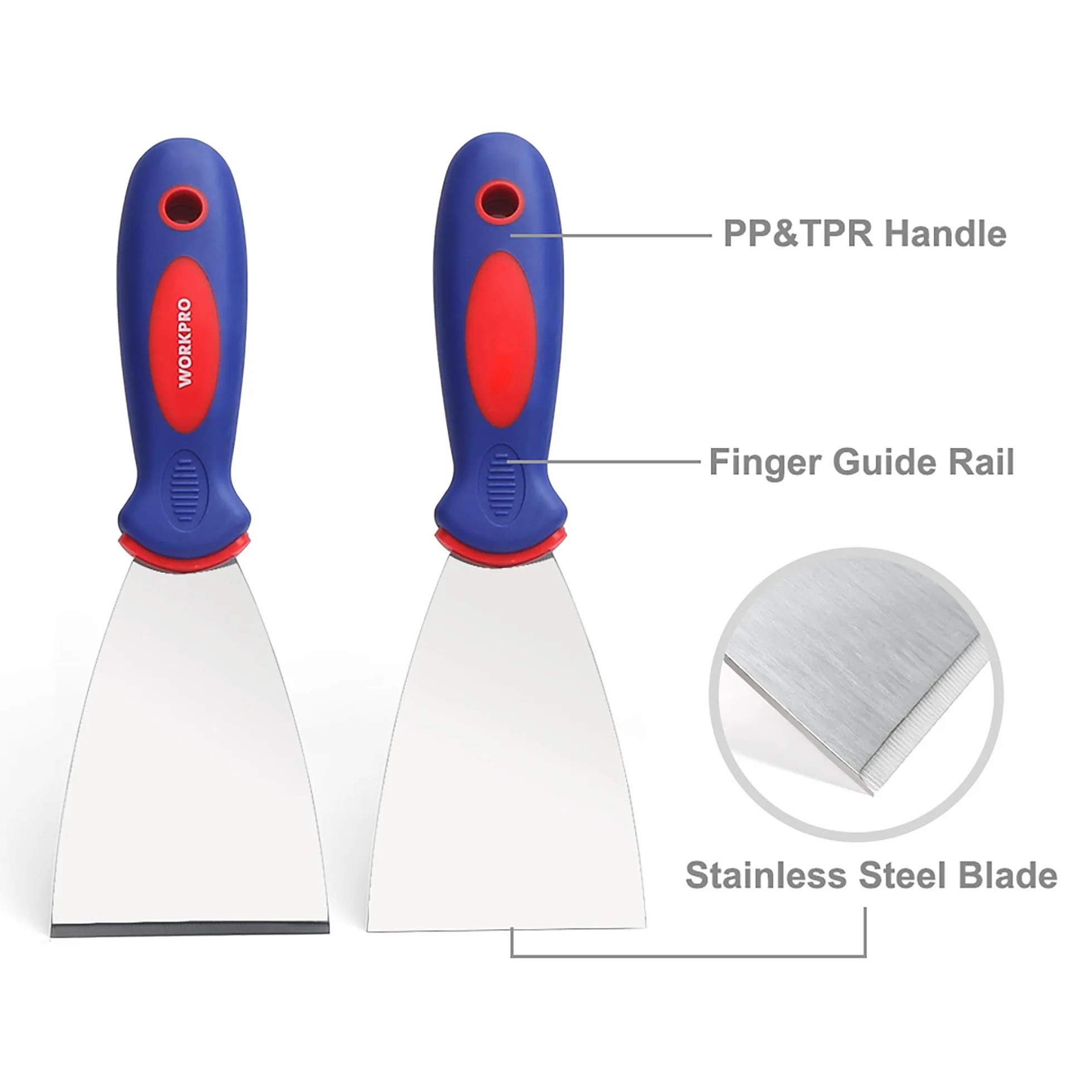 WORKPRO Malerspachtel Spachtel Set mit Kunststoffgriff aus Edelstahl Spachtel Palettenmesser Putty Knife zum Entfernen 38mm 76mm 100mm 150mm 4-teilig