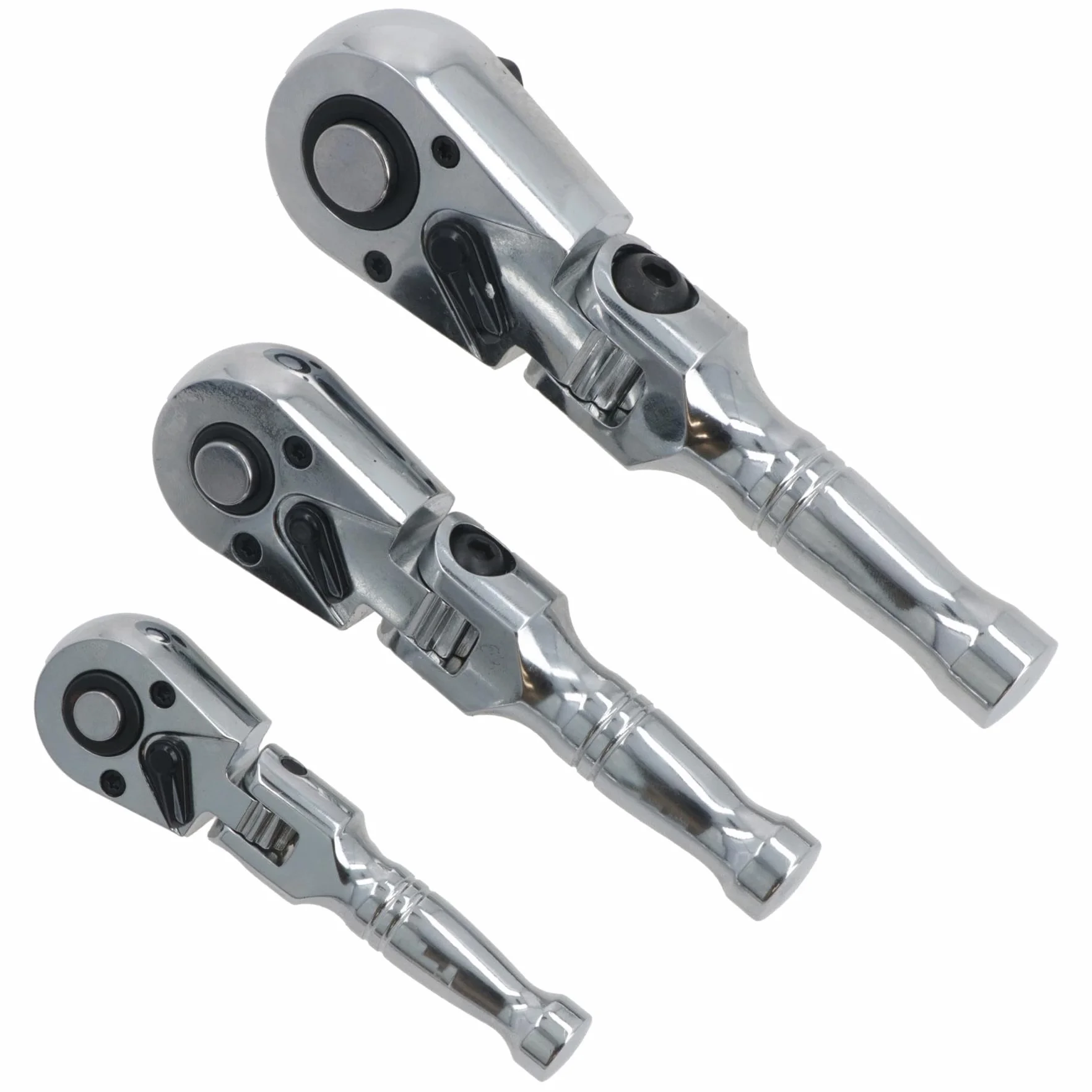AB Tools Stubby Flexi Headed grzechotka zestaw wkrętaków nasadowych odwracalne 1/10.2 cm 3/20.3 cm 1/5.1 cm 3 szt