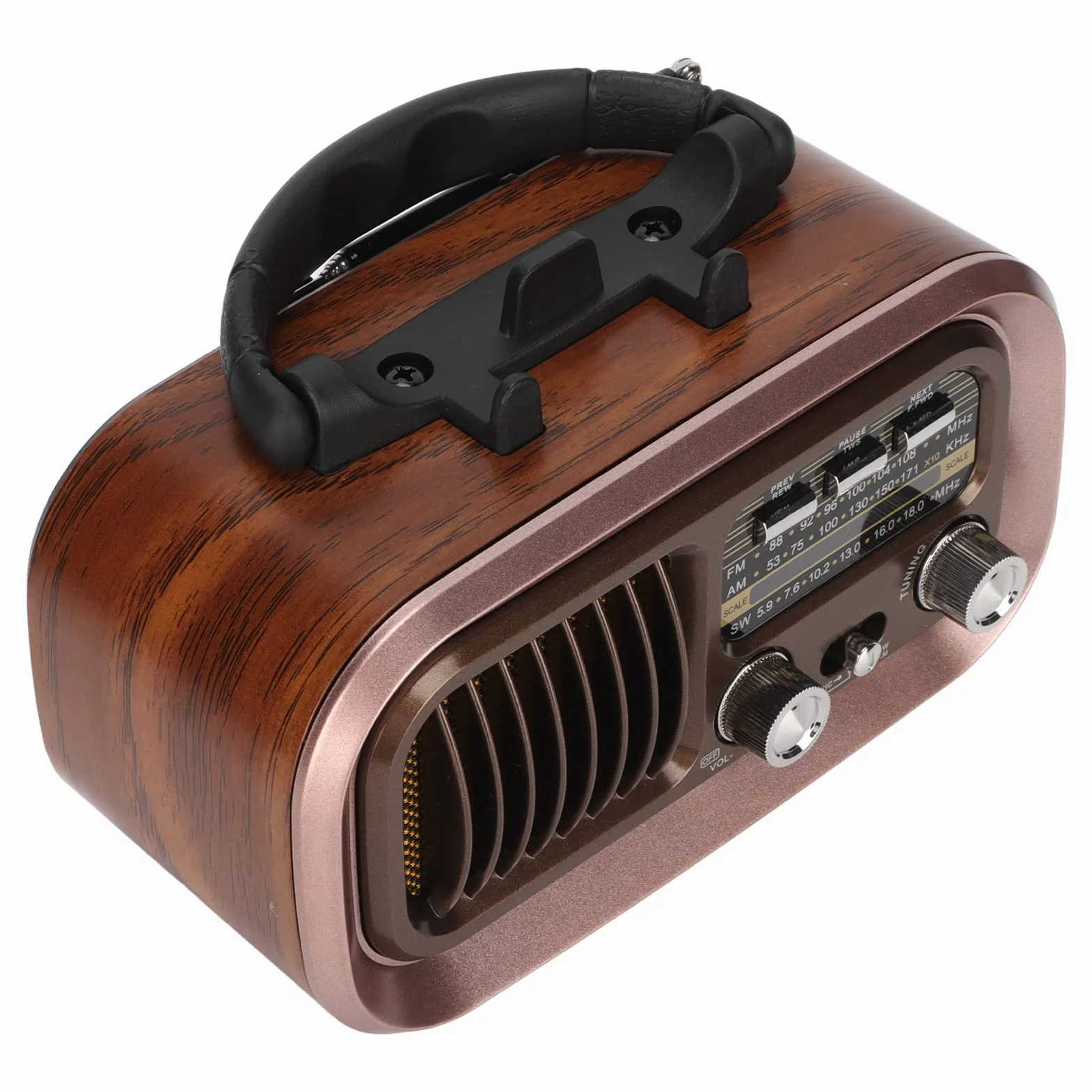 BROLEO Przenośny głośnik radiowy, wiele trybów odtwarzania, wielofunkcyjny głośnik radiowy vintage do wnętrz (RXBT628), BROLEOzi589apkn7-11