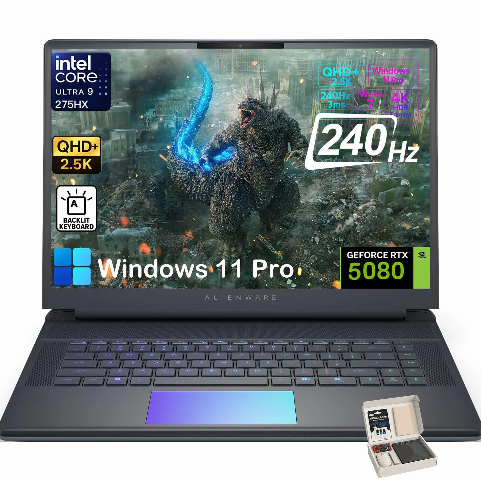 Alienware Area 51 Laptop do gier 16", RTX 5080 16 GB, Intel Ultra 9 275HX, 64 GB DDR5, QHD+ 240 Hz, Win11 Pro