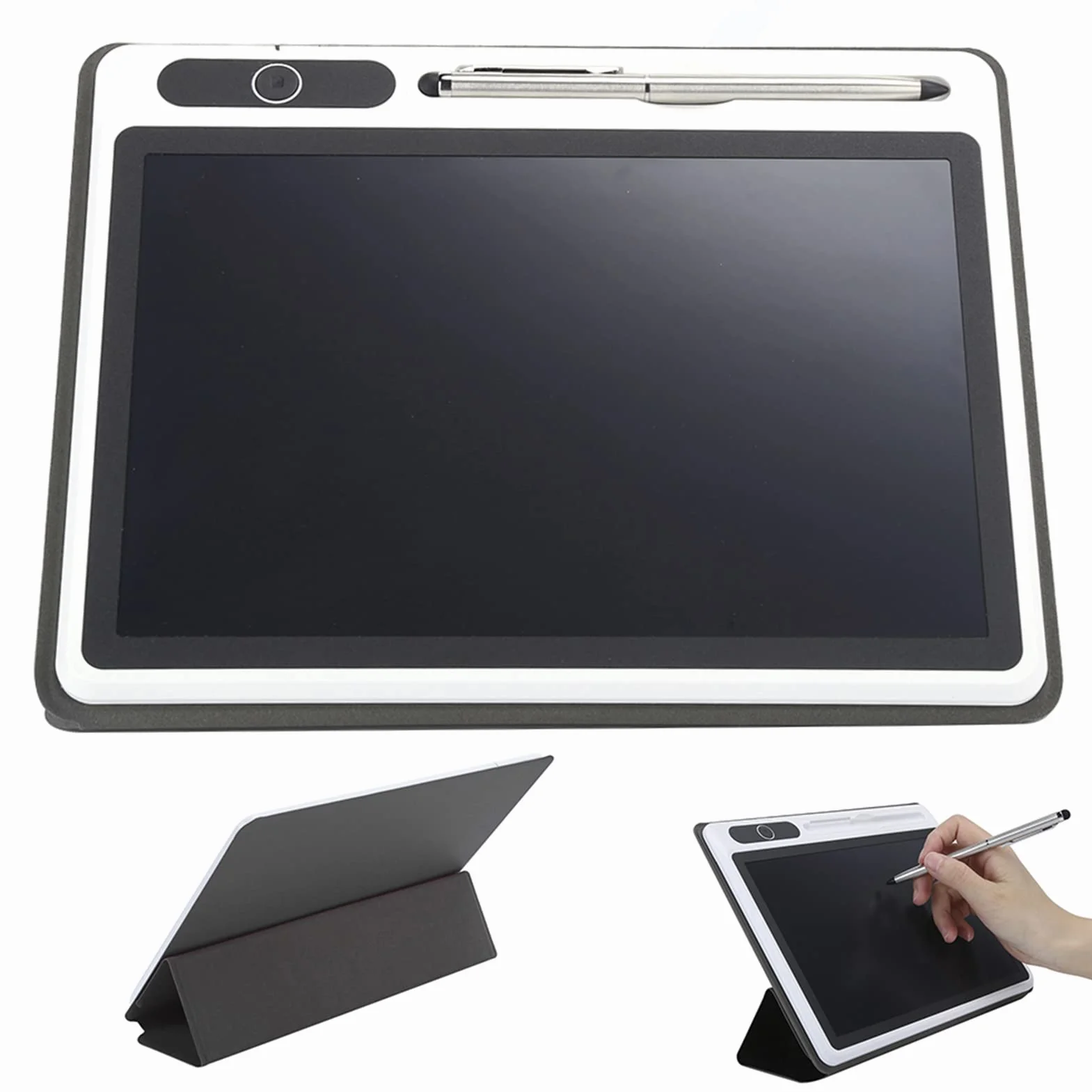 Elektroniczny Notatnik, 9-calowy Tablet do Rysowania LCD Jasne Elastyczne, Podkładka do Rysowania, Narzędzie do Malowania Ręcznego Biznesowe do Pracy i Nauki (czarny (ze skórzanym)