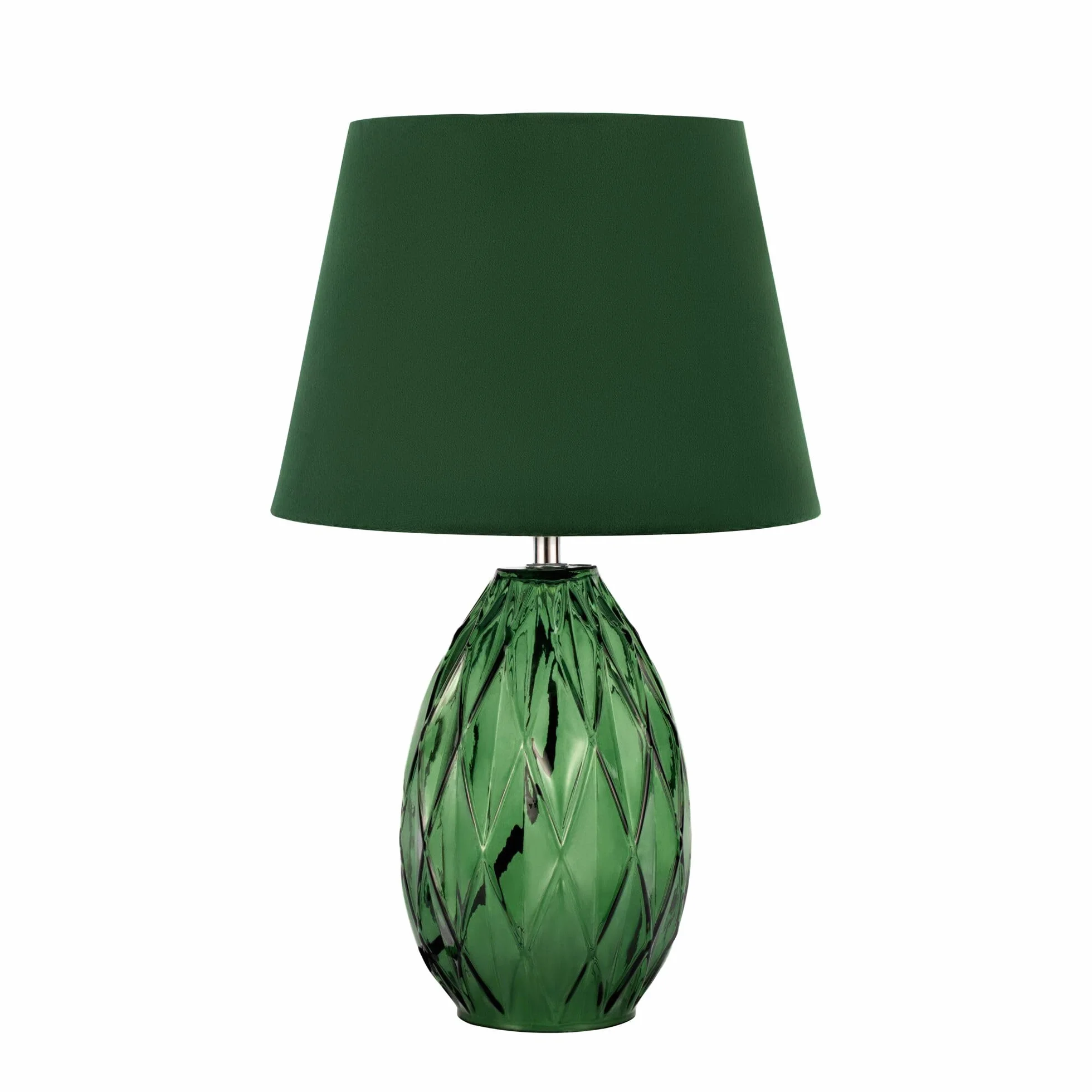 Pauleen 48156 Crystal Velvet oprawa stołowa, klosz tekstylny, aksamit, lampa stołowa ze szkła, zielony, maks. 20 W, E14, zielony, 230 V, szkło/tkanina