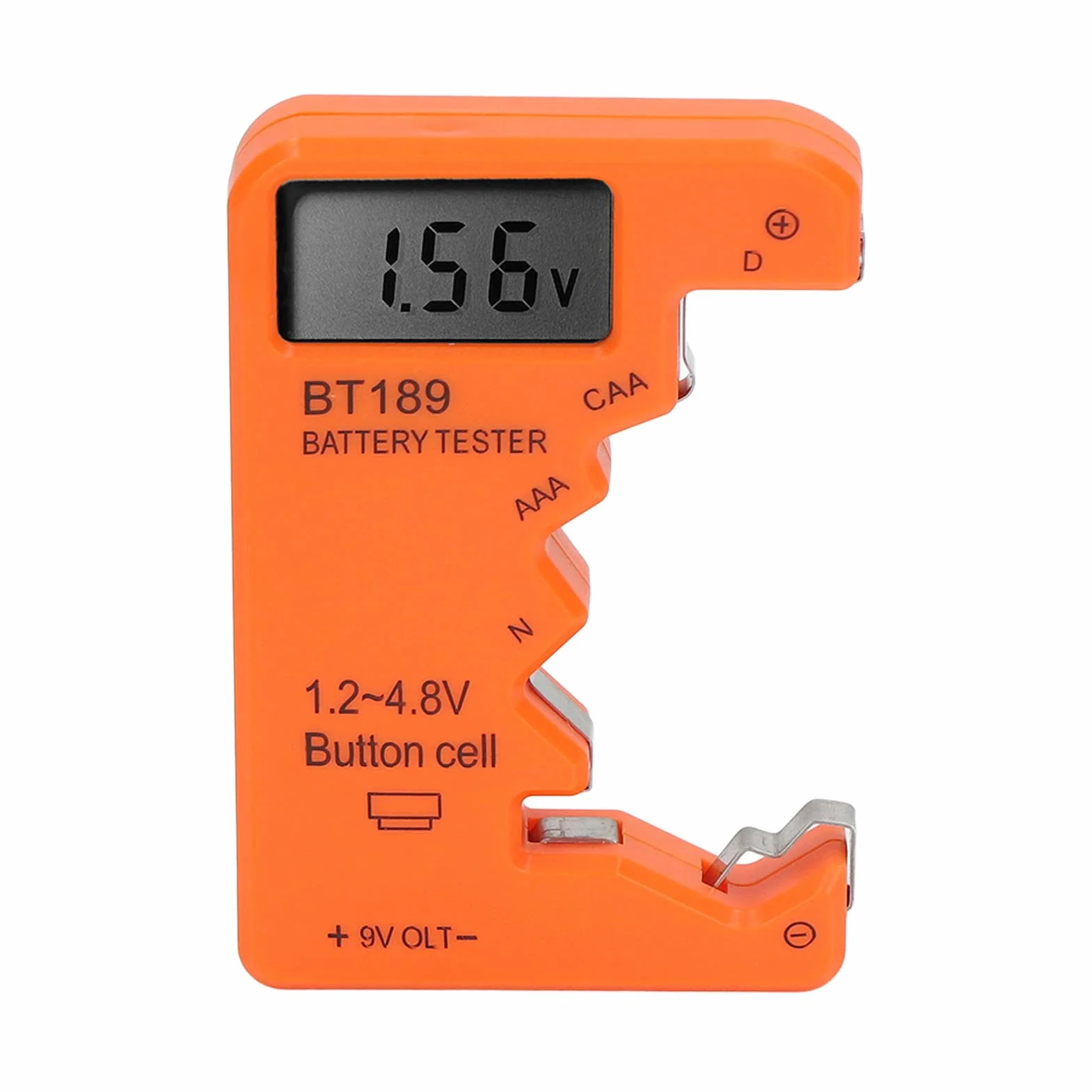 Tester Baterii Kontroler, Wyświetlacz LCD Cyfrowy Wyświetlacz Tester Baterii dla AA AAA 6F22 9V 1.5V (Pomarańczowy)