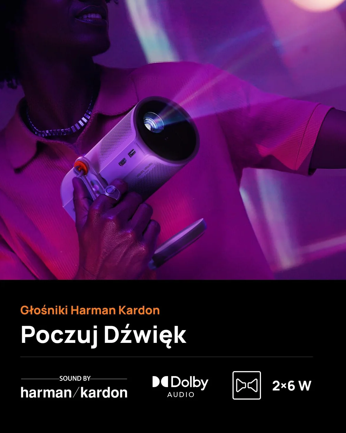 XGIMI MoGo 4 Laser Projektor Przenośny 550 Lumens ISO Obrót 360° Bateria Wbudowana Google TV Netflix Harman Kardon