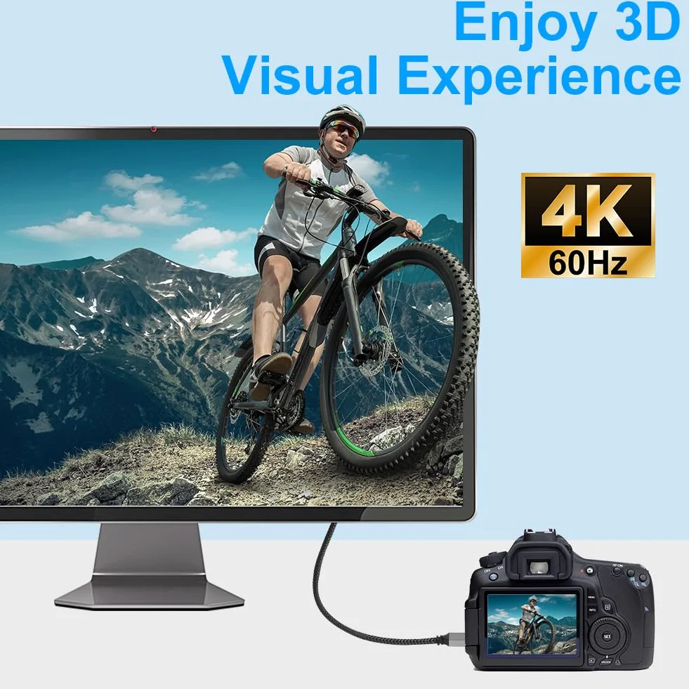 AXFEE Adapter Micro HDMI na HDMI 4K 60 Hz obsługuje Ethernet Raspberry Pi 5/4 20 cm