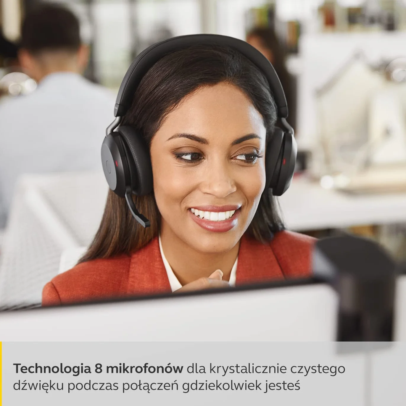 Jabra Evolve2 75 Wireless PC Headset z technologią 8-mikrofonową, podwójną pianką, aktywną redukcją szumów, adapterem Bluetooth USB-A, kompatybilny z UC - Czarny
