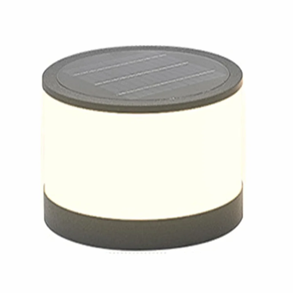Oświetlenie zewnętrzne z okrągłą latarnią słoneczną nowoczesna oprawa oświetleniowa kolumna odporna na rdzę wodoodporne lampy solarne latarnia, matowe czarne