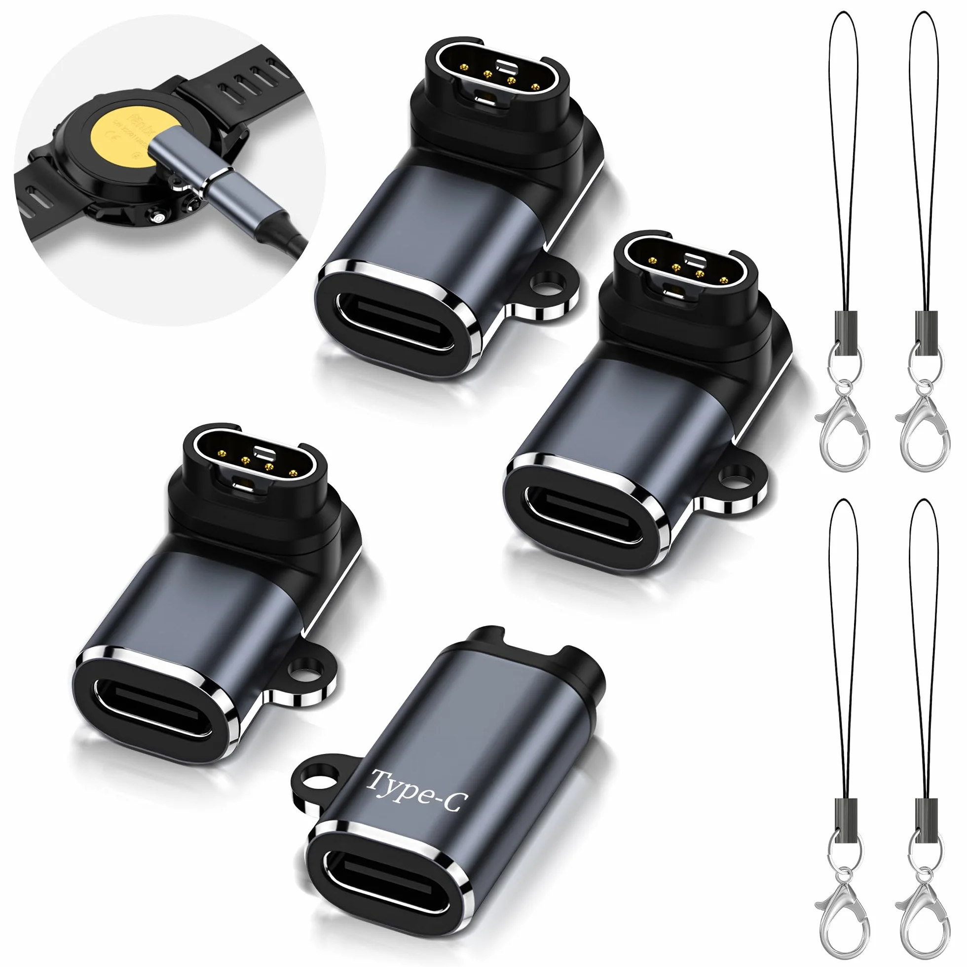 NEWZEROL 4 adaptery USB C, kompatybilne z zegarkiem Garmin typu C, kabel do ładowania, adapter do Garmin Venu 4 / Venu 3/2S, Epix2, Forerunner 970/960/265/165/255, Fenix 8/ 8Pro, 8 Solar / 7 / 6