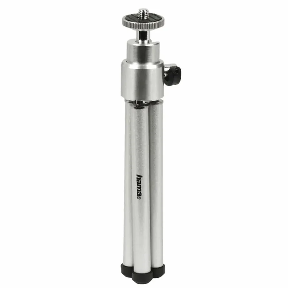 Hama Ball L Mini Statyw Tripod Metalowy z Głowicą 3D, Wysokość 21 cm, Błyszczący Chrom