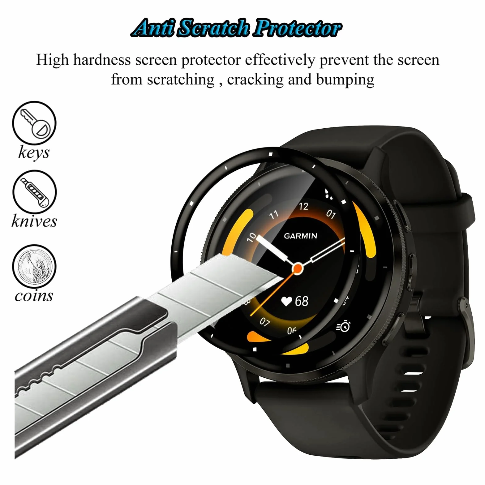 [4 sztuki ochraniacz ekranu kompatybilny z Garmin Venu 3 45 mm, pełne pokrycie 3D, twardość 9H, odporna na zarysowania, bez pęcherzyków powietrza, folia ochronna HD