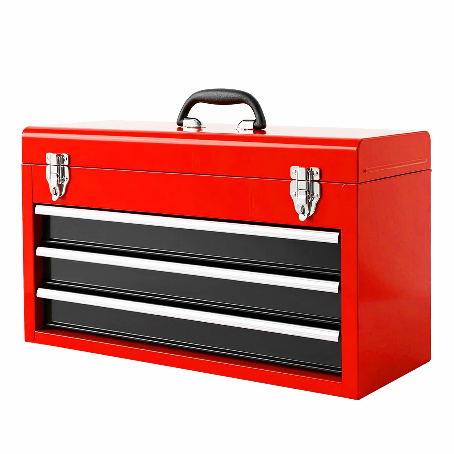 BIG RED Metalowa skrzynka narzędziowa, 52 cm, przenośna metalowa skrzynka narzędziowa z 4 szufladami, mała skrzynia narzędziowa z wkładkami EVA, blokada szuflad z łożyskami kulkowymi i wykończenie
