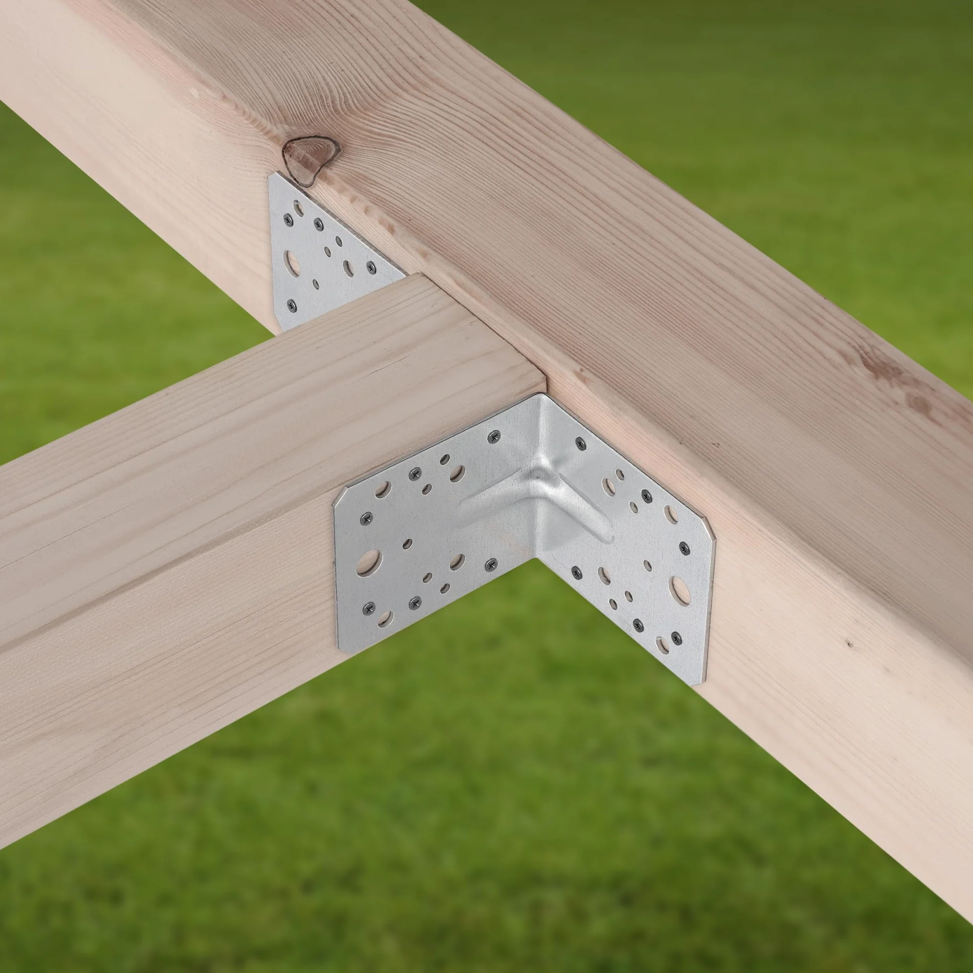 KOTARBAU® 50 szt. Kątownik Ciesielski - Łącznik Budowlany - 105 x 105 x 90 MM - Stal ocynkowana - z Przetłoczeniem - Nierdzewny
