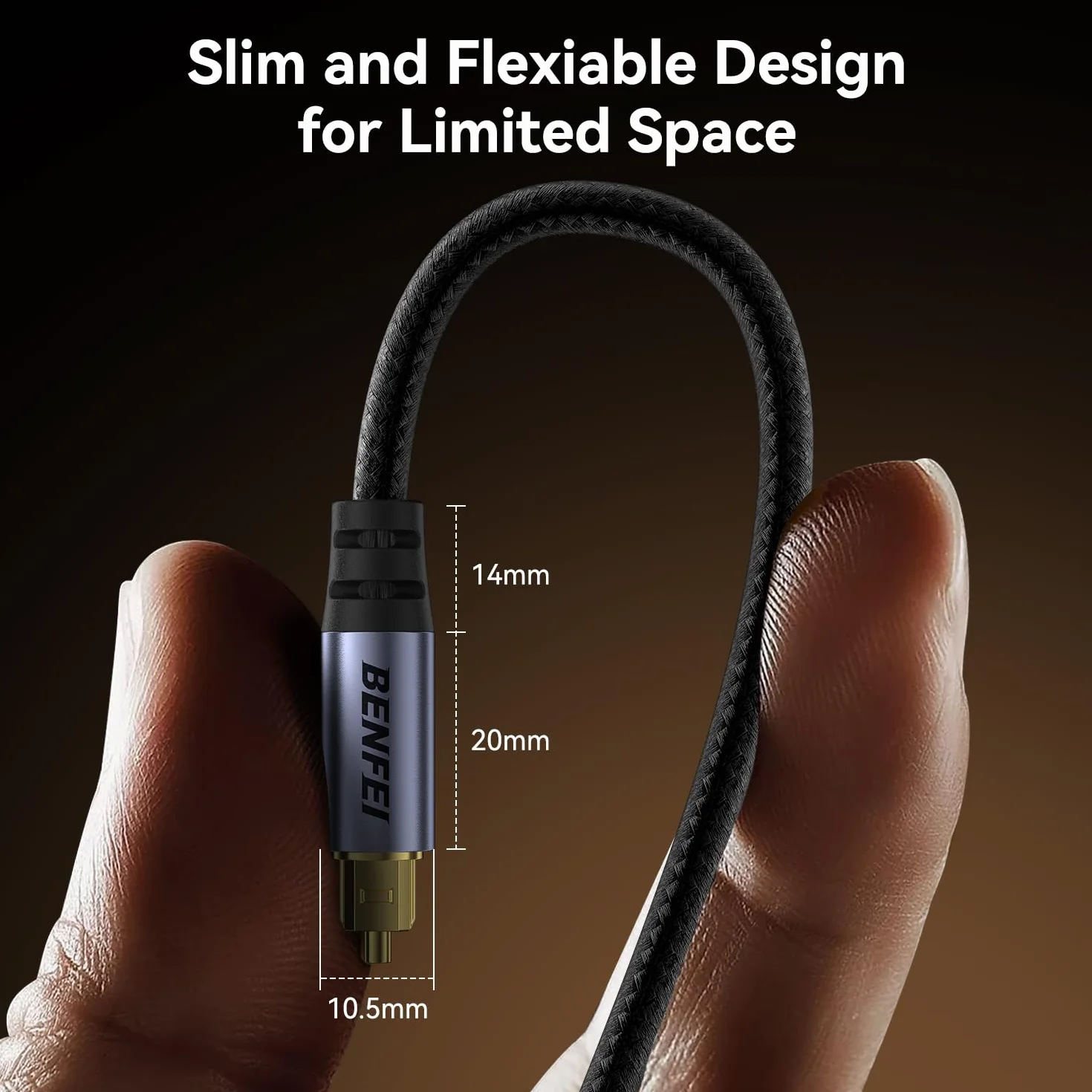 BENFEI Kabel audio optyczny Toslink 2M, przewód światłowodowy S/PDIF [pleciony, pozłacane złącza, klasa CL3] do soundbara/telewizora/PS5/PS4/Sonos, Xbox Series X/S, kina domowego