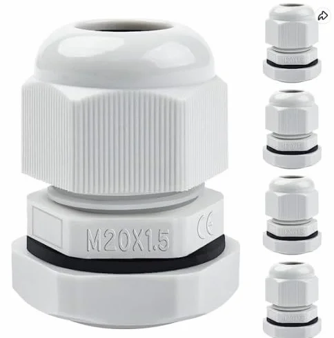8 dławików kablowych, wodoodporne dławiki kablowe M20/M25/M32, nylonowy dławik kablowy, zestaw dławików kablowych, wodoodporne, regulowane, złącza kablowe, białe (M32)