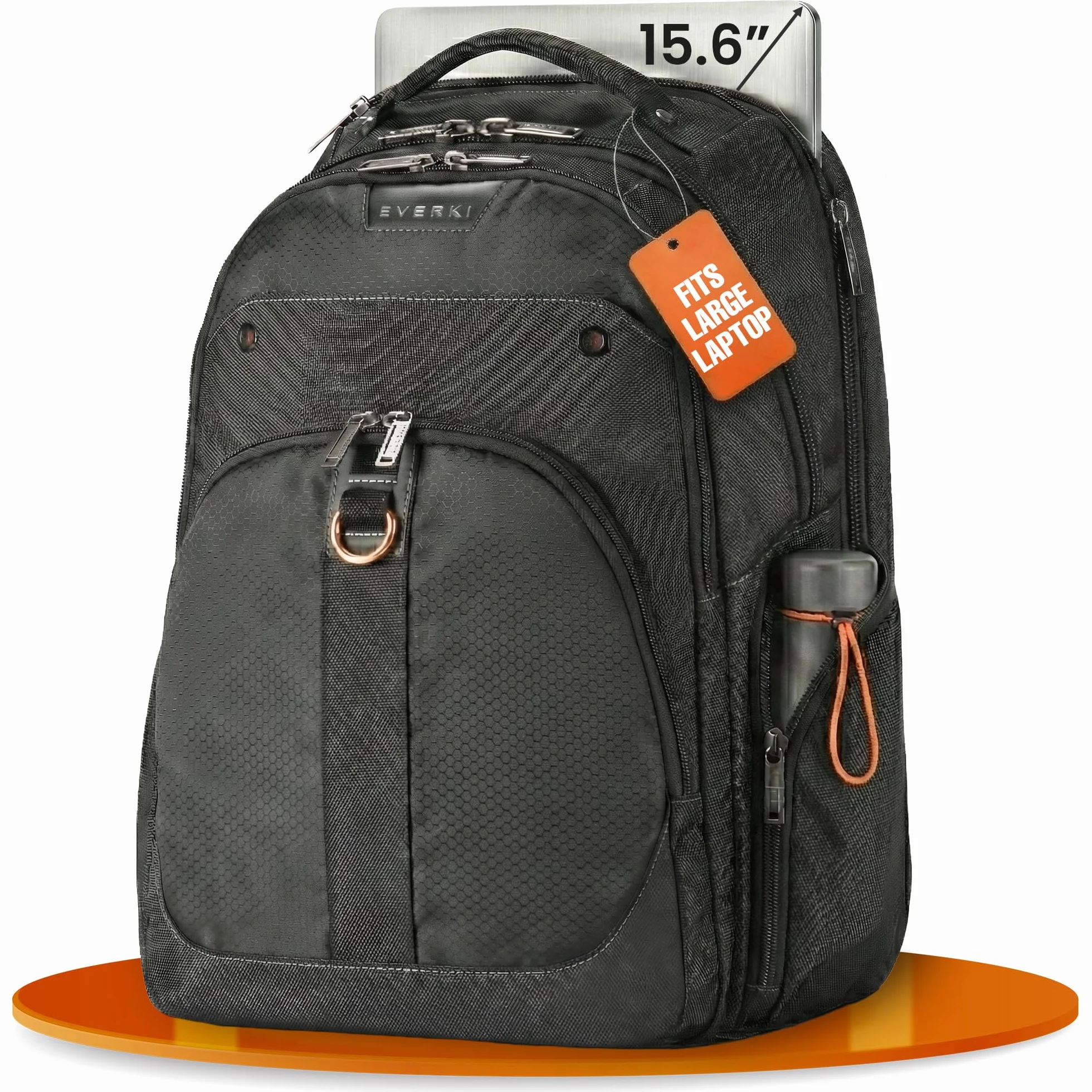 Everki Atlas biznesowy plecak na laptopa – plecak damski lub męski do pracy z regulowaną przegródką o przekątnej 28–39,6 cm, pojemność 29,5 l, przyjazny w podróży plecak biurowy, torba na laptopa