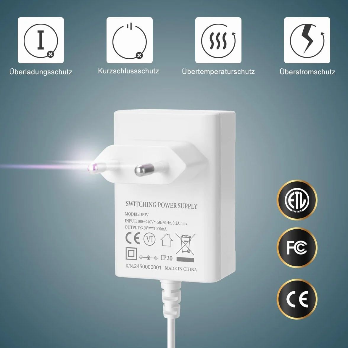 Lenink Zasilacz sieciowy 3 V, zamiennik 2 x baterii AA, kompatybilny z Bosch, Homematic IP, Eve Thermo i TP-Link Kasa, inteligentny termostat do grzejnika, dekoracja bożonarodzeniowa (zielony)