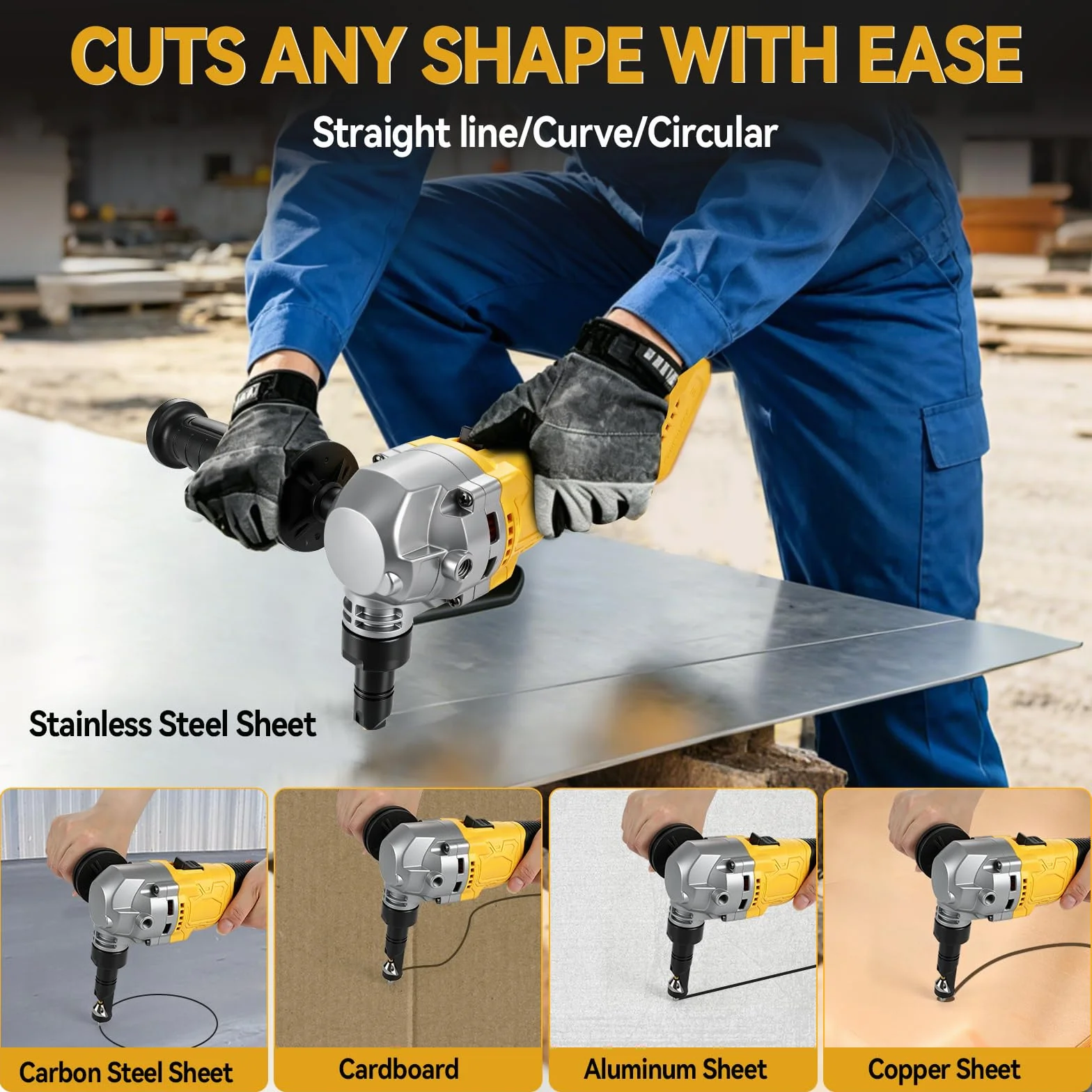 Akumulatorowe nożyce do blachy, kompatybilny z Dewalt 18/20 V, 2200 obr./min, 800 W, bezszczotkowe nożyce do metalu, obracany o 360°, 3-stopniowy stopień cięcia stali nierdzewnej, aluminium (bez