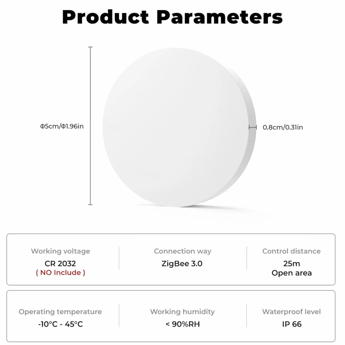 Zigbee bezprzewodowy przełącznik sterowania 3-drożny przełącznik mini z przyciskiem Zigbee dla inteligentnych urządzeń domowych, kompatybilny z aplikacją Tuya, 2 sztuki