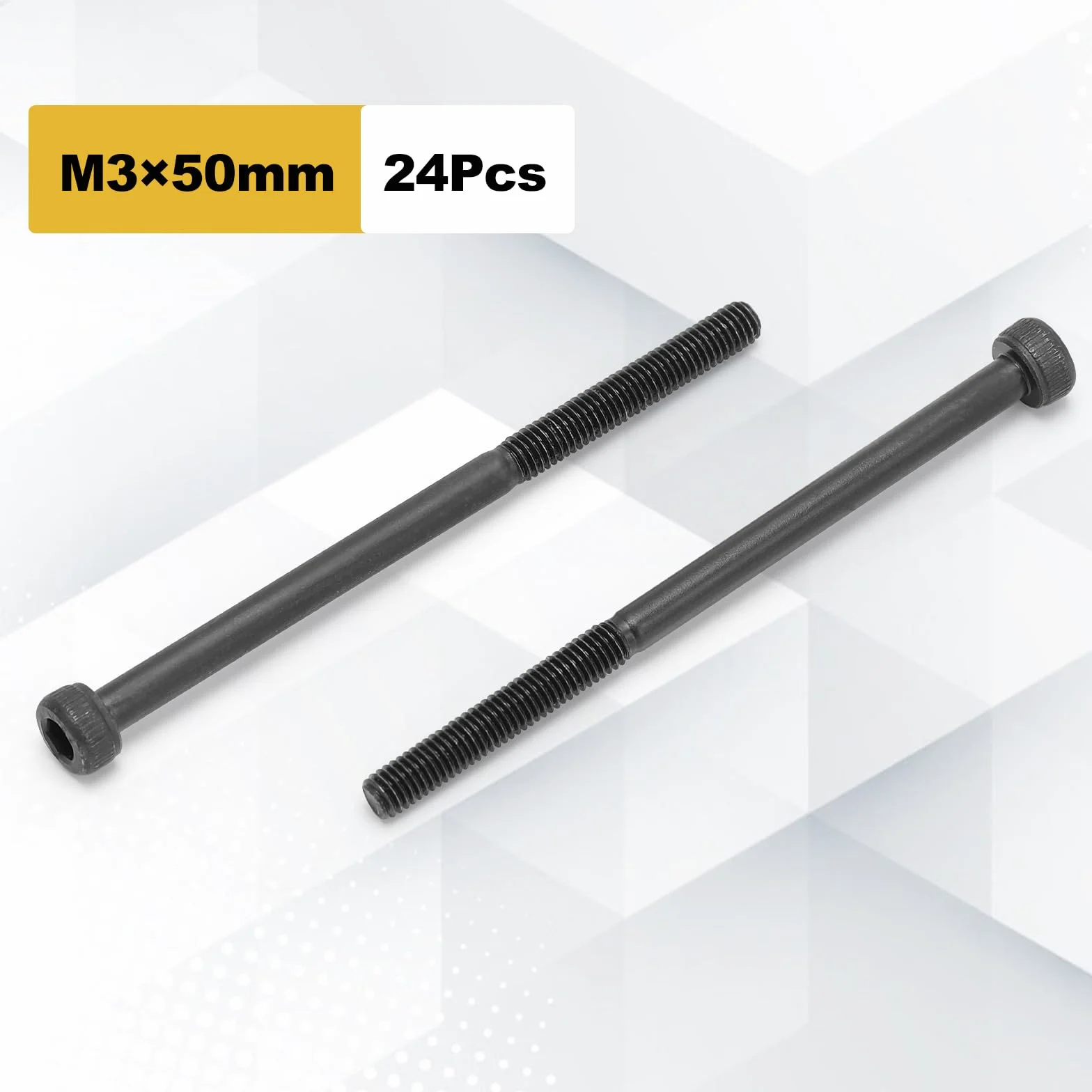 Zestaw śrub z łbem sześciokątnym, zestaw śrub z łbem walcowym Akozon M3 ze stopu stali węglowej ze stopu 12,9 4-50 mm (M3 * 50 mm, częściowo gwintowany - 24 szt.)