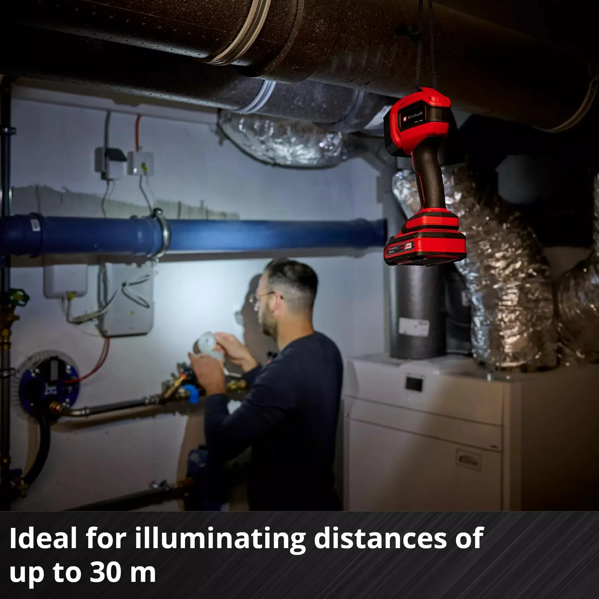 Einhell Lampa akumulatorowa TC-CL 18/350 Li-Solo Power X-Change (18 V, 350 lm, 7000 K, zasięg świecenia 30 m, obrotowa głowica świetlna, wysokiej jakości światło LED, bez baterii)