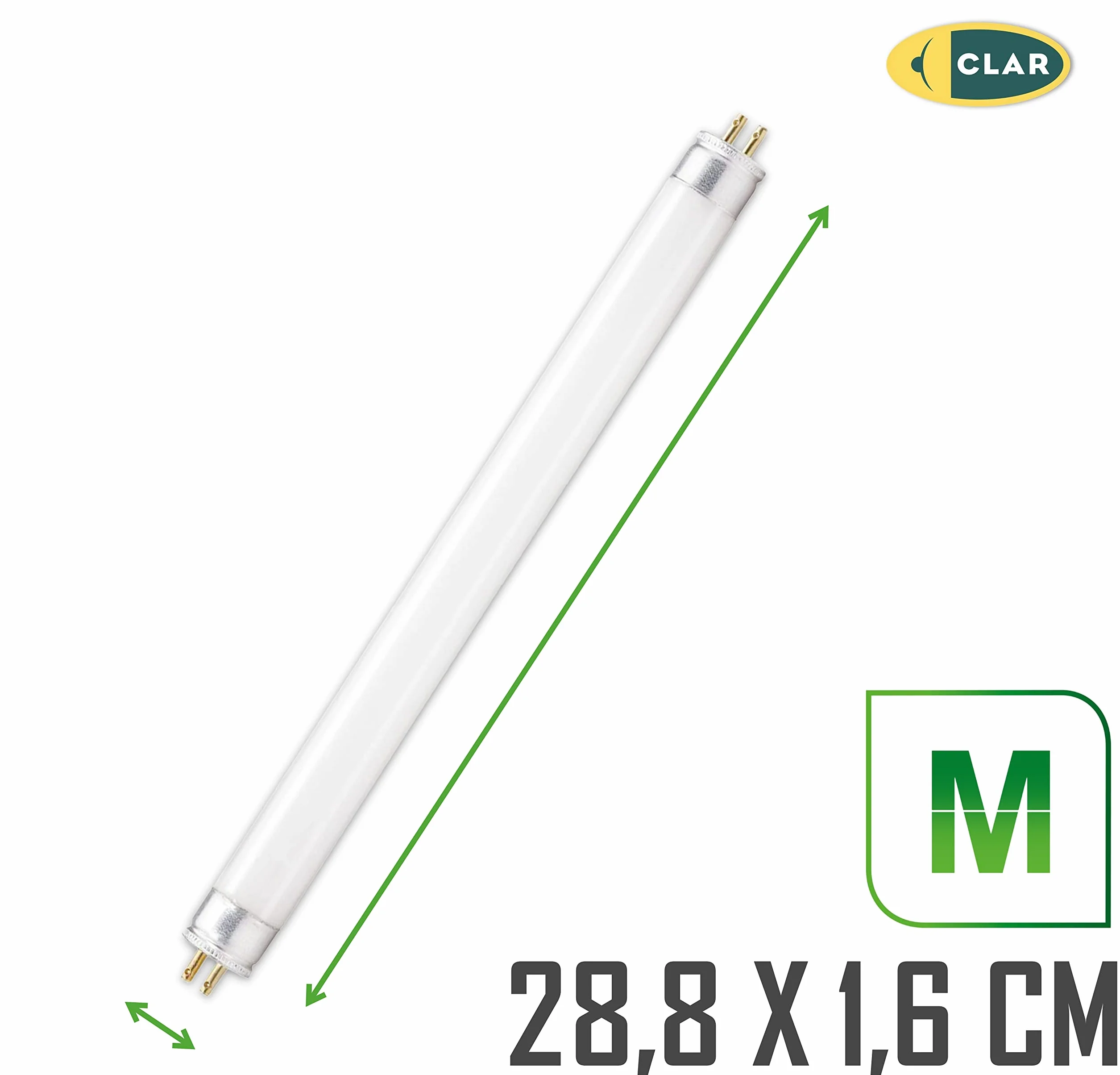 CLAR - Rury fluorescencyjne, 8 W T5, żarówka T5, świetlówka, mini żarówka, fluorescencyjna, 28,8 x 1,6 cm (8 W T5, opakowanie 2)