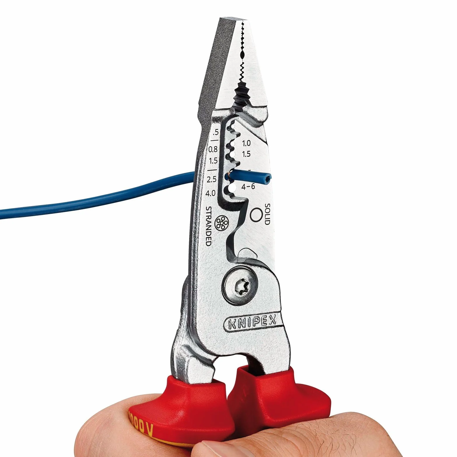 KNIPEX 13192 13 76 200 ME Ściągacz izolacji w wersji metrycznej, izolowany z uchwytami wieloskładnikowymi, testowany przez VDE, chromowany, 200 mm
