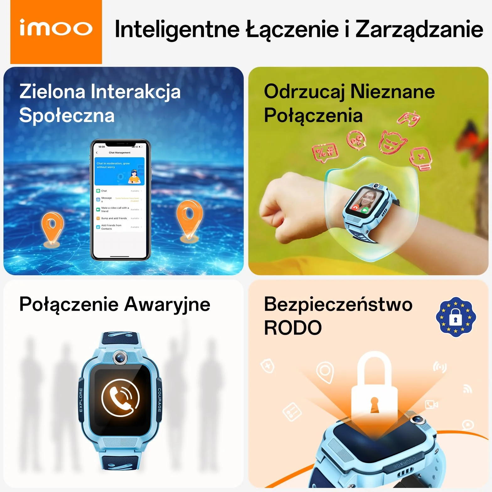 imoo Z3 Smartwatch dla Dzieci 4G GPS Wodoodporny 20m Pamięć 8GB Niebieski