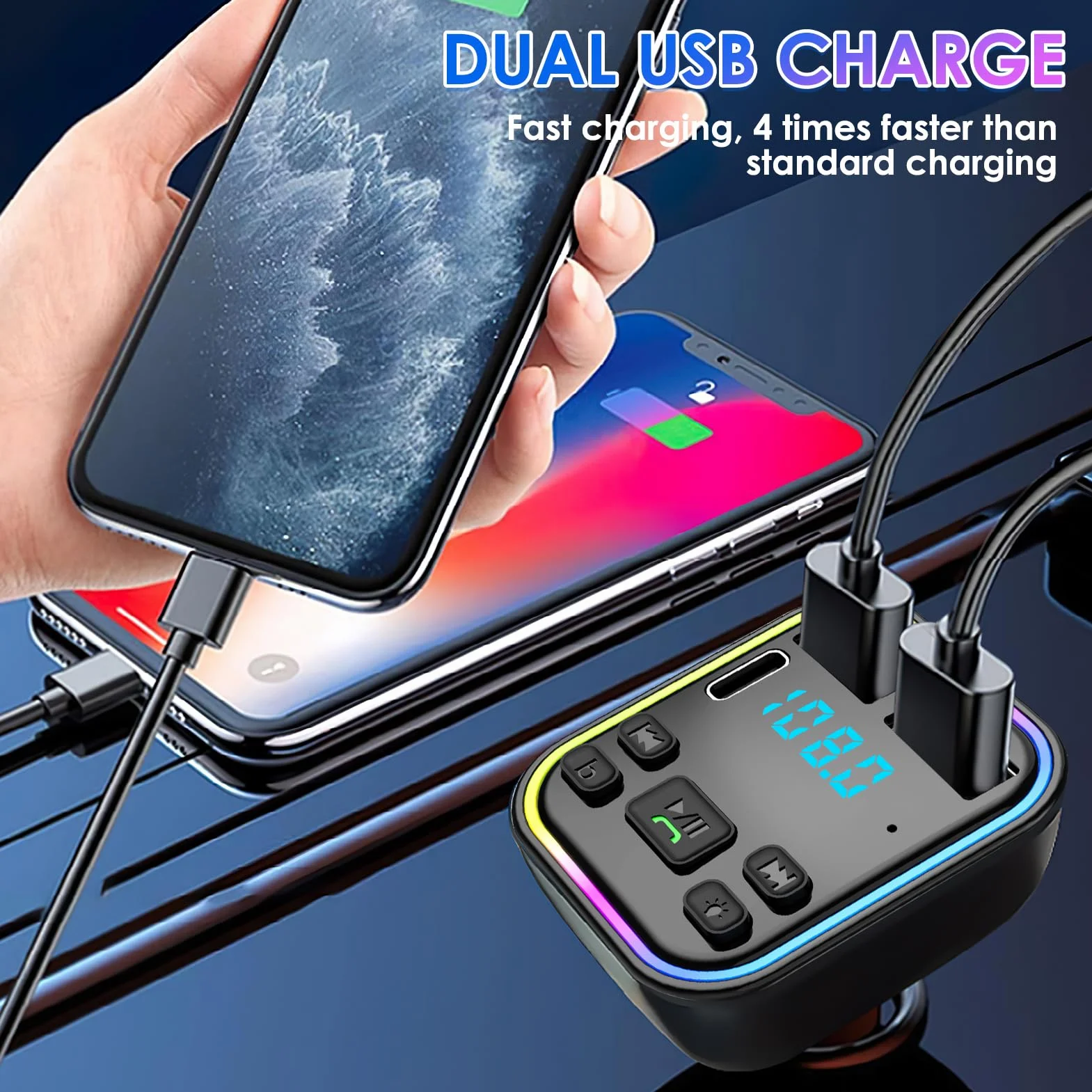 Nadajnik FM Bluetooth samochodowy adapter