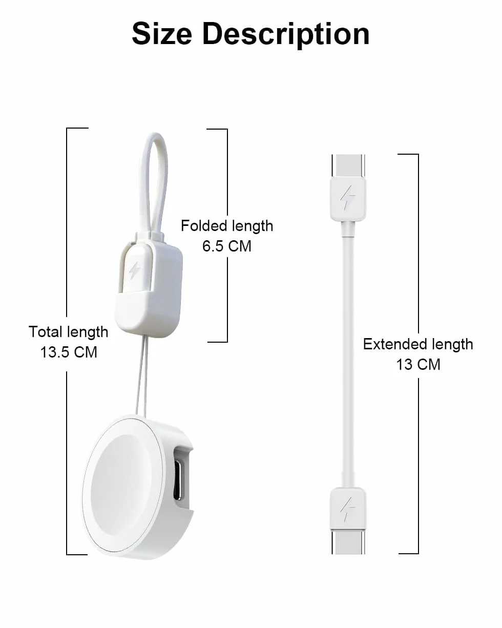Ładowarka magnetyczna bezprzewodowa Apple Watch USB C 5 W szybkie ładowanie iWatch Series Ultra 3/11/10/9/8/7/6/SE3/SE2/5/4/3/2 biała z kablem