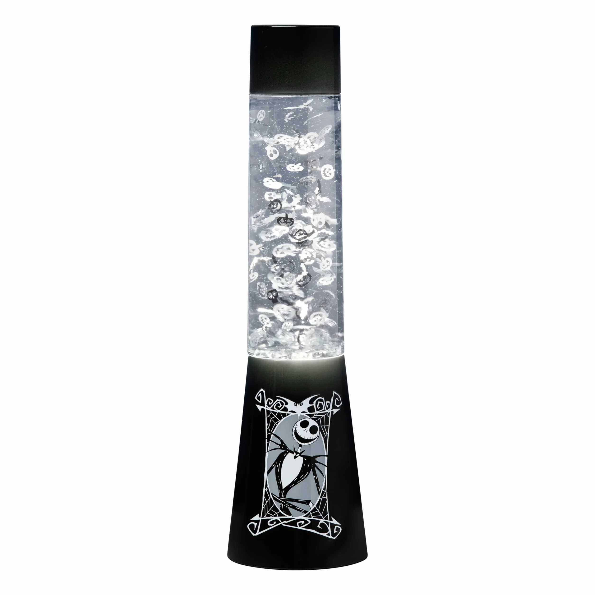 Nightmare Before Christmas brokatowa lampa płynna z pływającą dynią, czaszkami i nietoperzami – oficjalnie licencjonowany produkt Disneya, kolekcjonerska upiorna dekoracja Jack Skellington, | Paladone