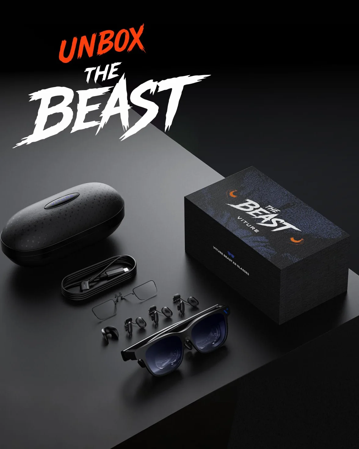 VITURE Beast okulary XR 174" 1200p 58° FOV wbudowany VisionPair™ 3DoF HARMAN Audio AR dla iPhone Android Mac PC Switch 2