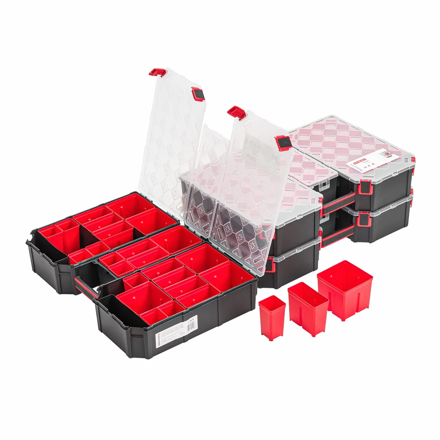 3 x modułowa skrzynka asortymentowa XXL – 390 x 577 x 105 mm – magazynek na małe części skrzynka do sortowania z przezroczystą pokrywą, walizka do sortowania, skrzynka na narzędzia, skrzynka na asortyment, skrzynka z wyjmowanymi przegródkami