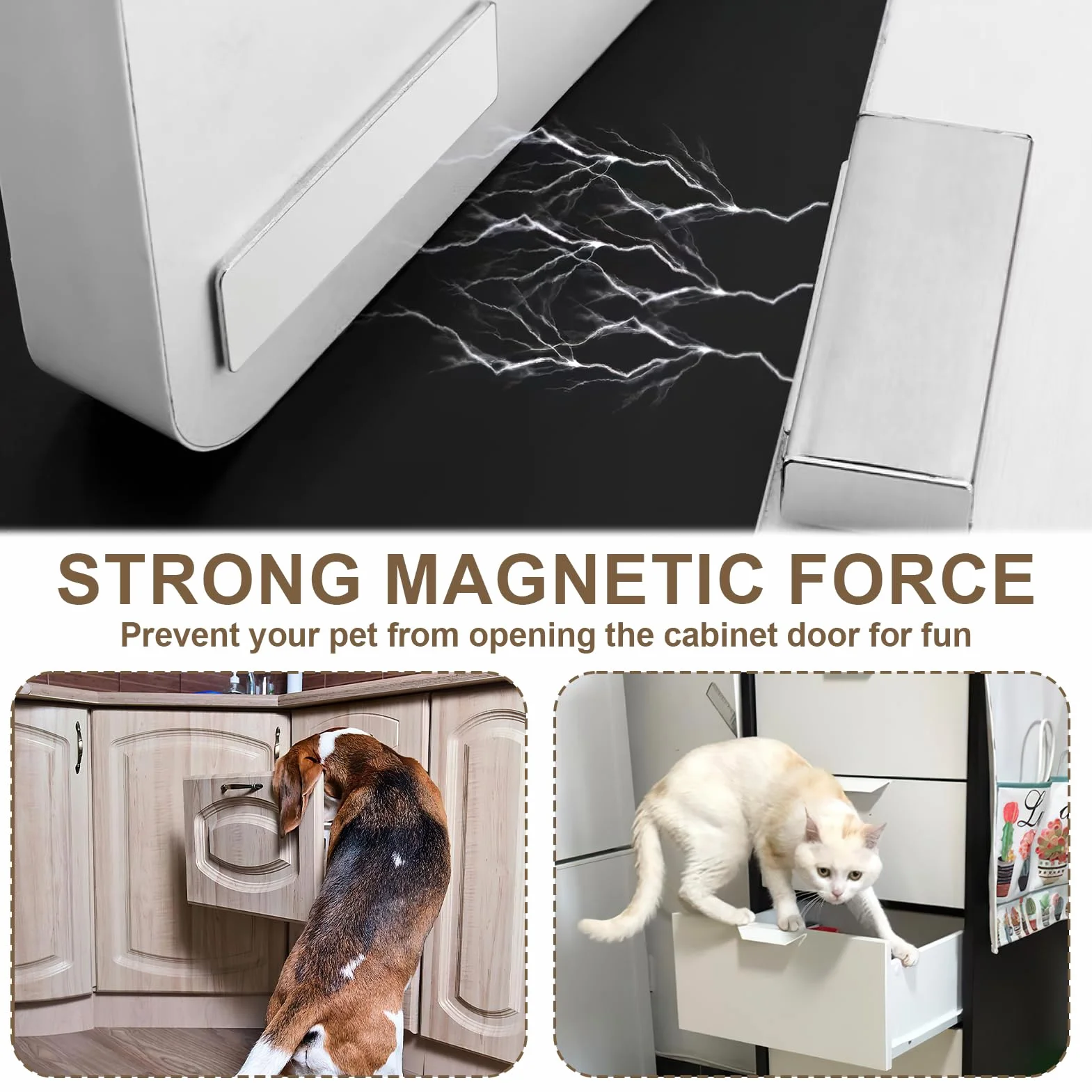 2 potężne magnetyczne magnesy do drzwi szafy, magnes na drzwi szafki, magnetyczny zatrzask, mocny samoprzylepny magnes do drzwi, magnesy zamykające bez wiercenia do szuflad i szafek