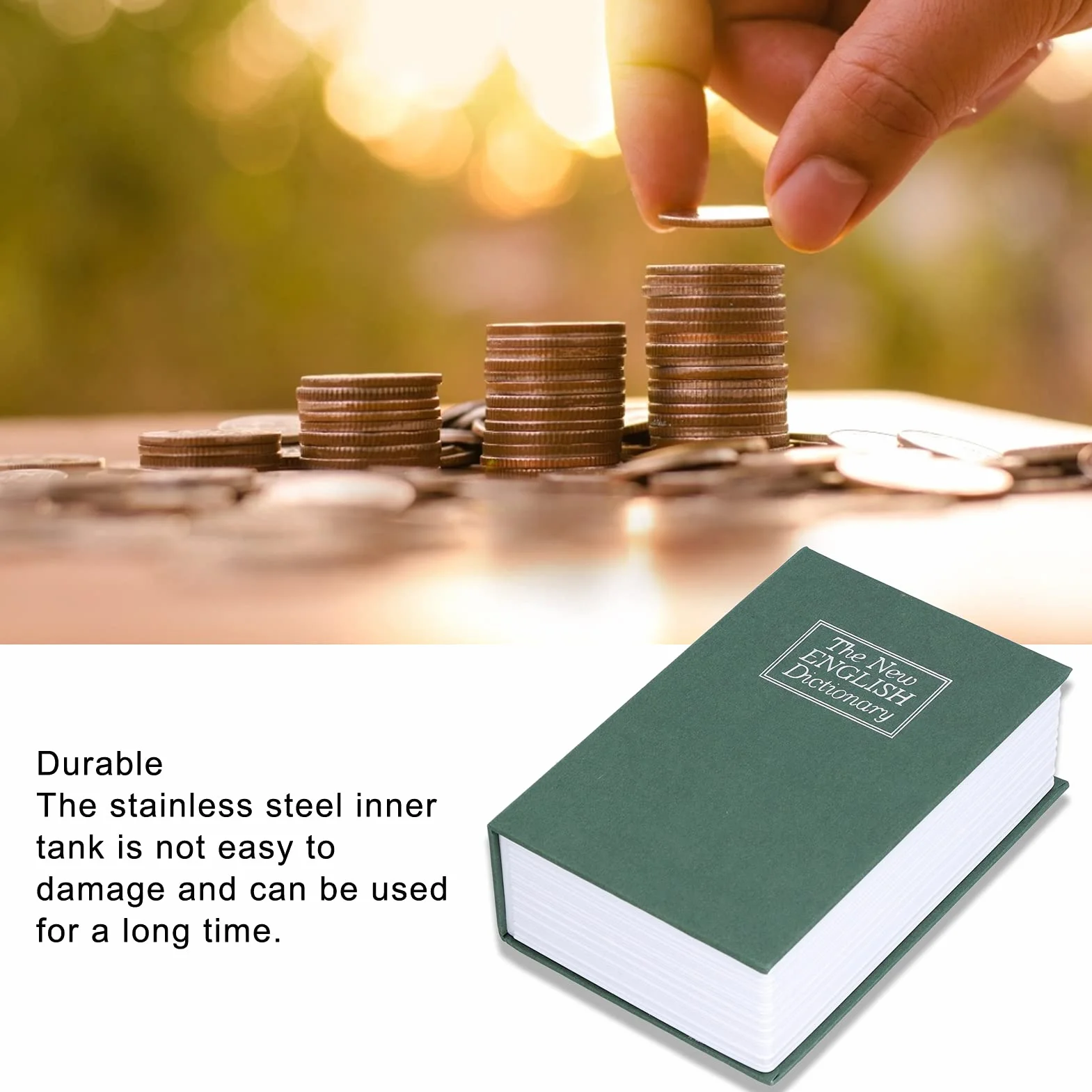 Tissting Sejf na książki z zamkiem szyfrowym 18 x 12 x 5,5 cm - dyskretne pudełko do przechowywania kosztowności, elegancka dekoracja do biura lub biblioteki