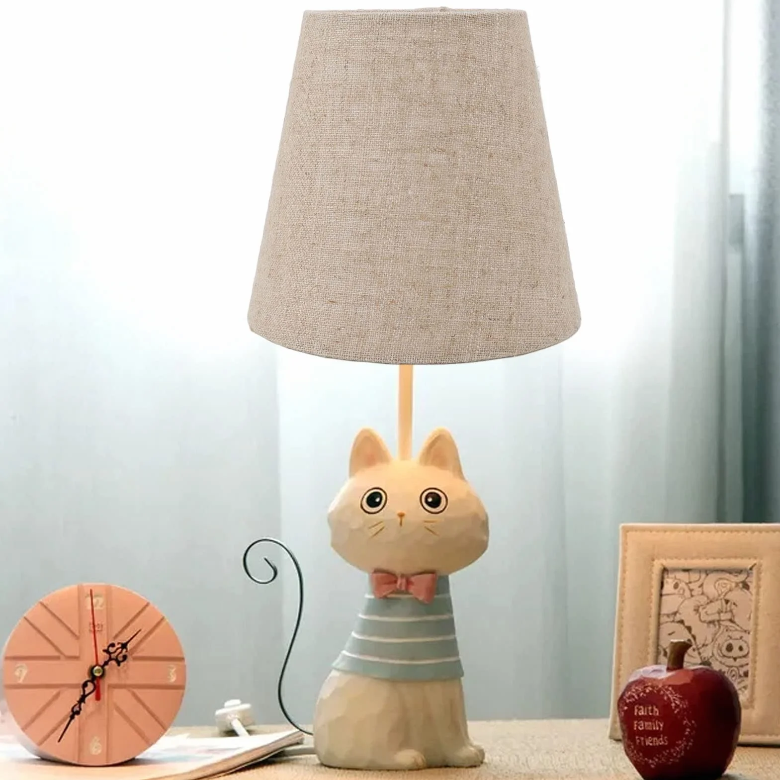 Małe Abażury do Lampek Nocnych z Klipsem, Lniane Klosze do Lamp Ściennych, 6 szt.