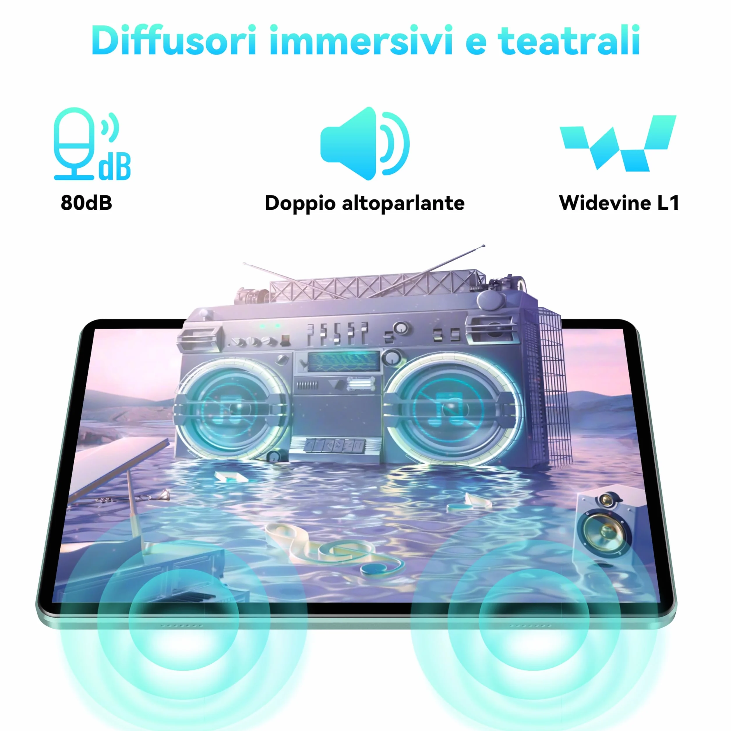 Tablet OT6 10,1 cala Android 13 16 GB+64 GB WiFi 6 8000 mAh Aparat 5MP+2MP 5G BT5.0 1280x800 HD+ Widevine L1